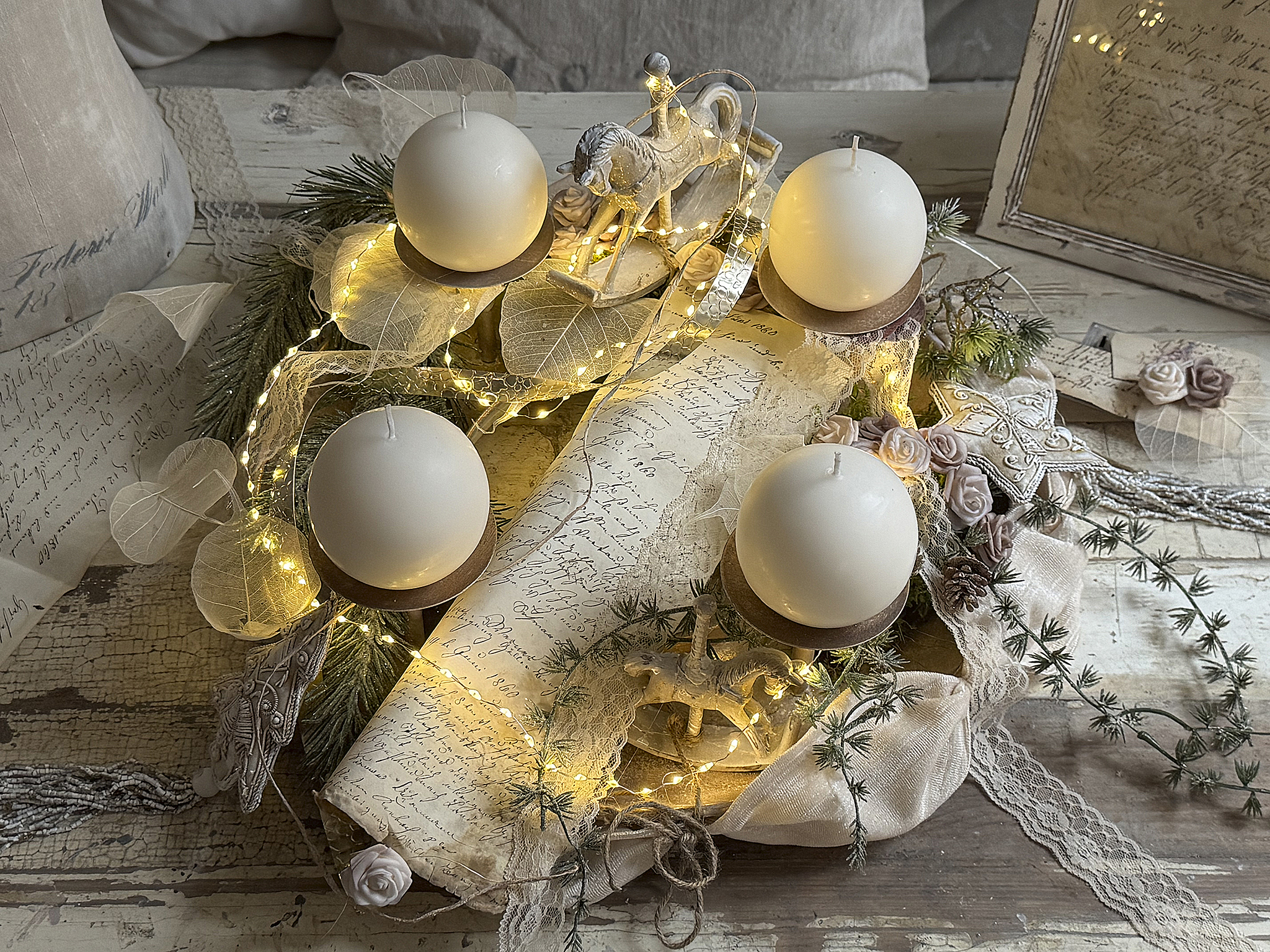 Adventkranz Schale „Romantik“ mit Schriftstück***