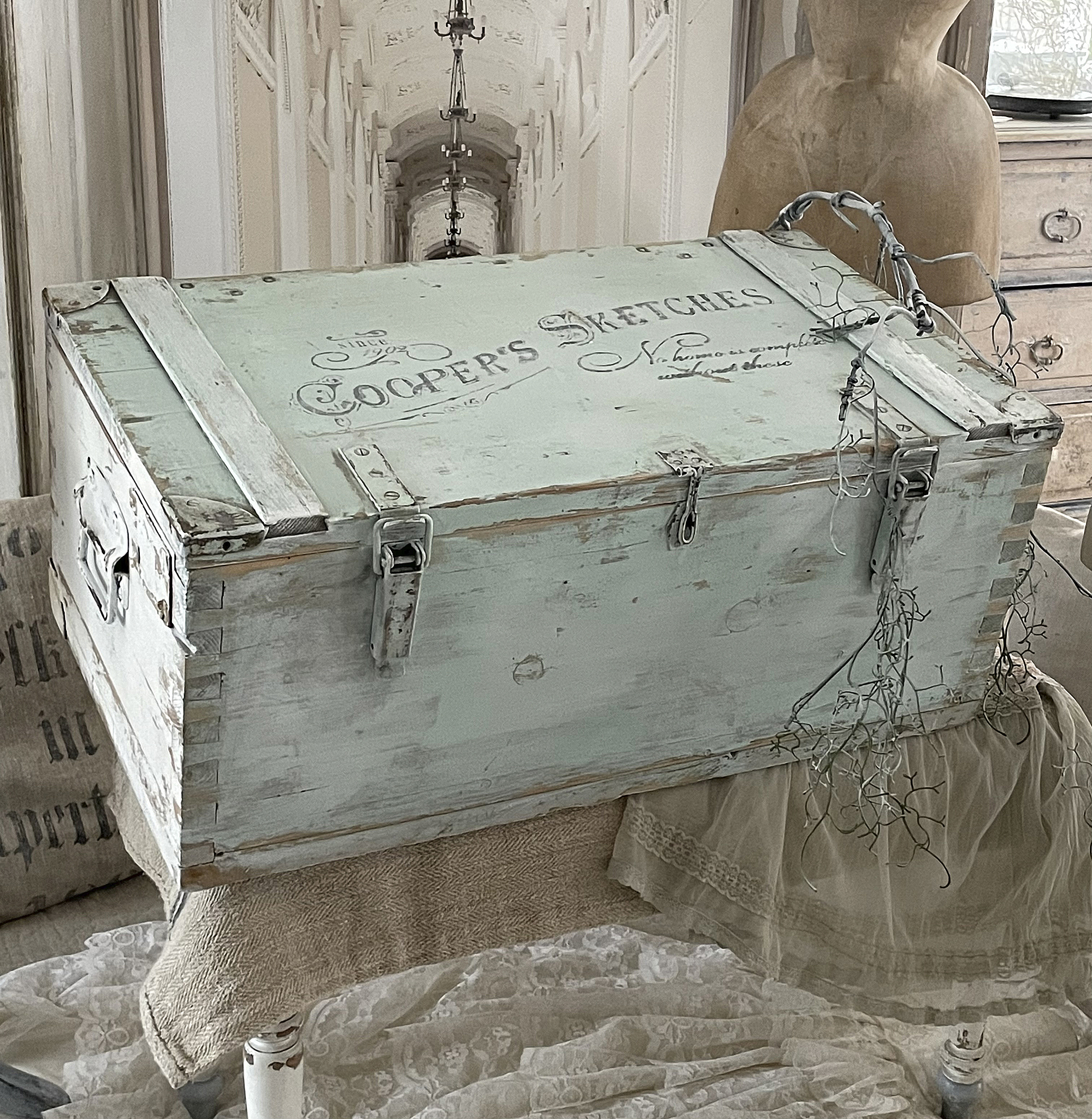 Alte große Kiste Shabby-Türkis***