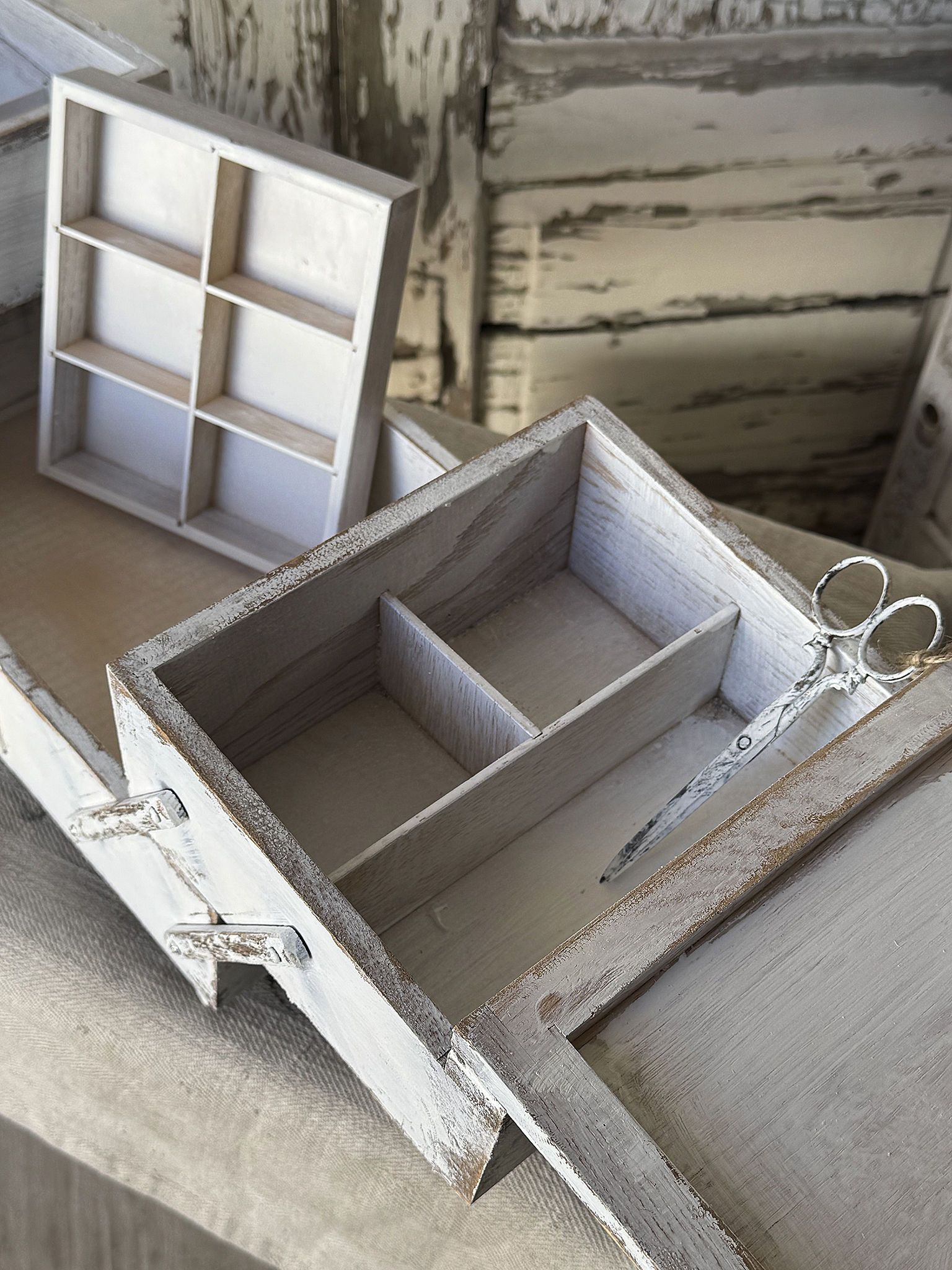 Wundervoller alter Nähkasten/ Ziehharmonika-Kasten***