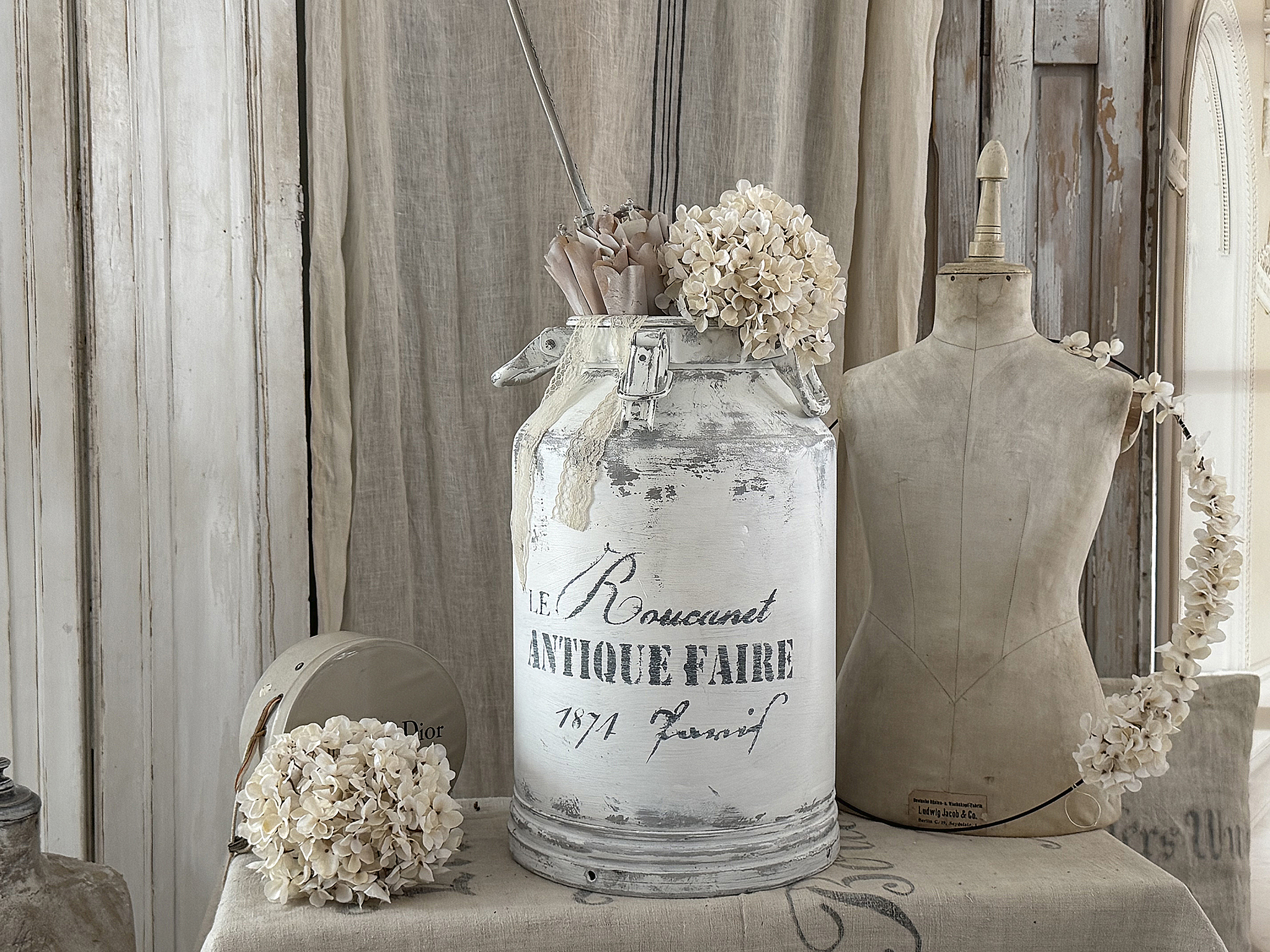 Große alte Milchkanne aus Zink im französischen Shabby Chic***