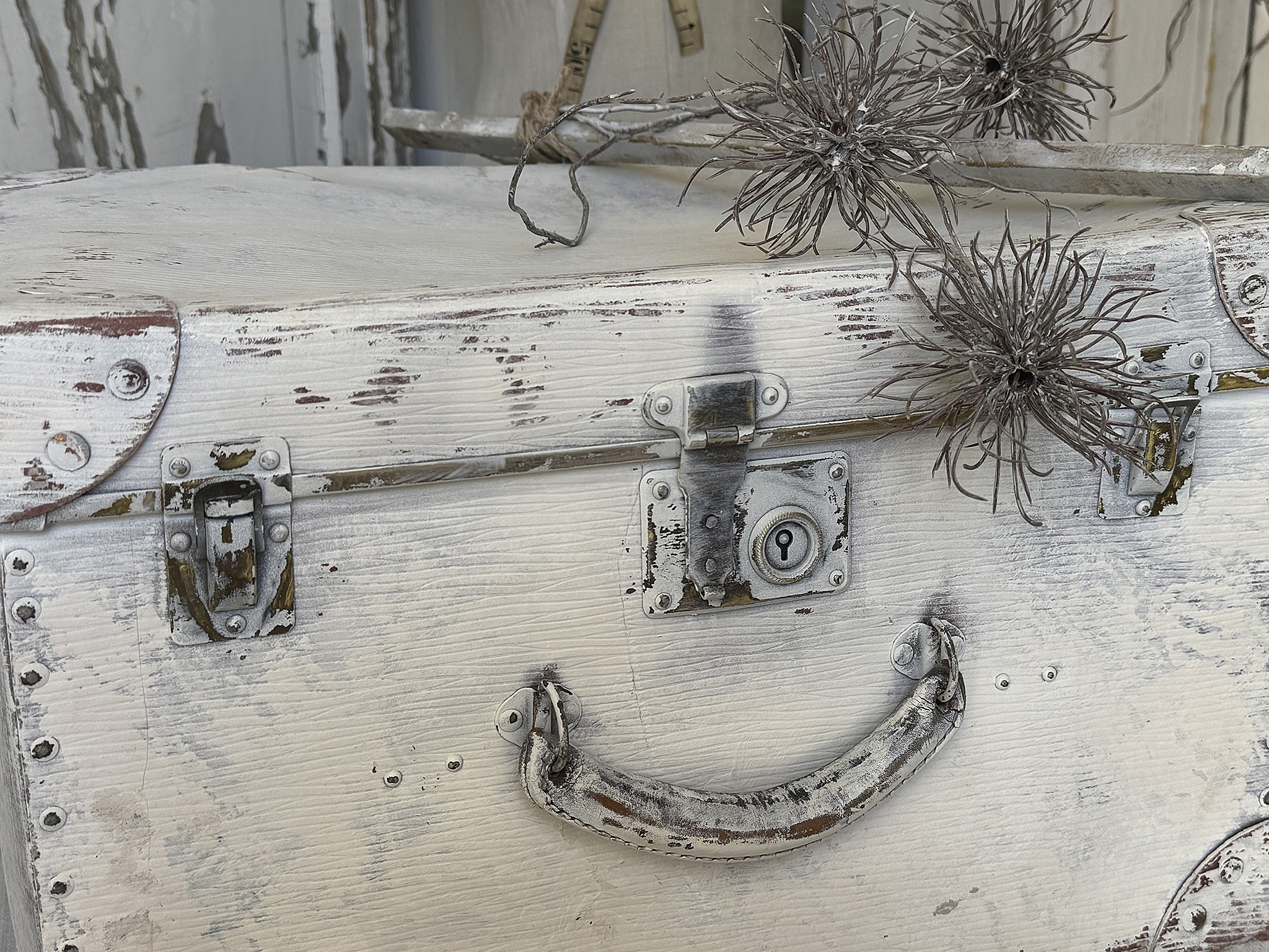 Zauberhafter Vintage-Hutkoffer in seltener Form – Shabby Chic Unikat mit Geschichte und Charme