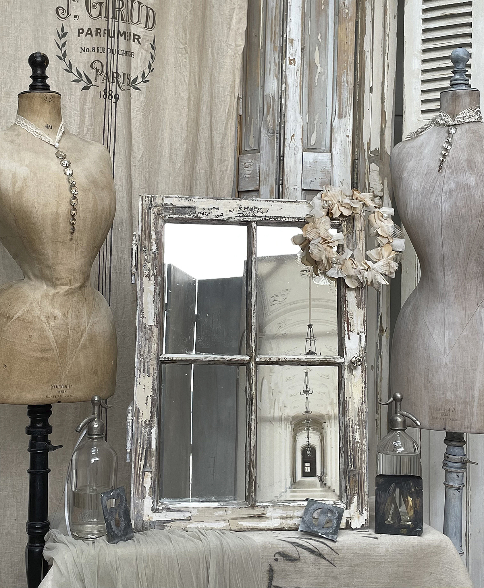 Brocante antikes Sprossen/Spiegelfenster*** Brocante antikes Sprossen/Spiegelfenster***