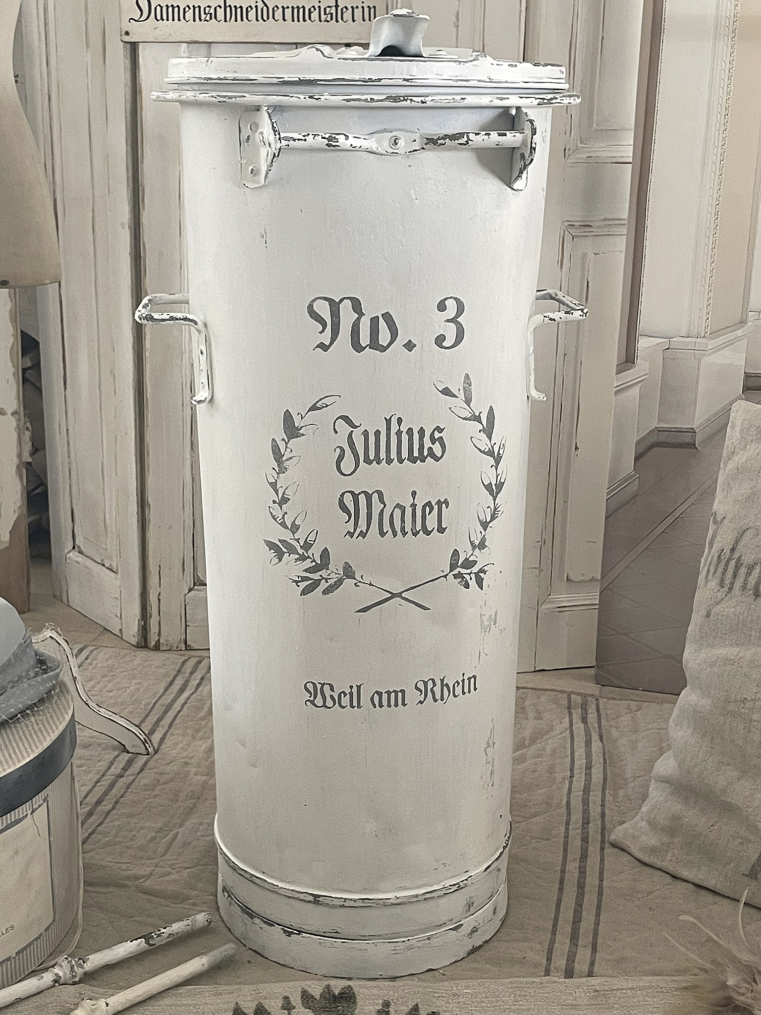 Seltene alte Zinkmülltonne " No.3"