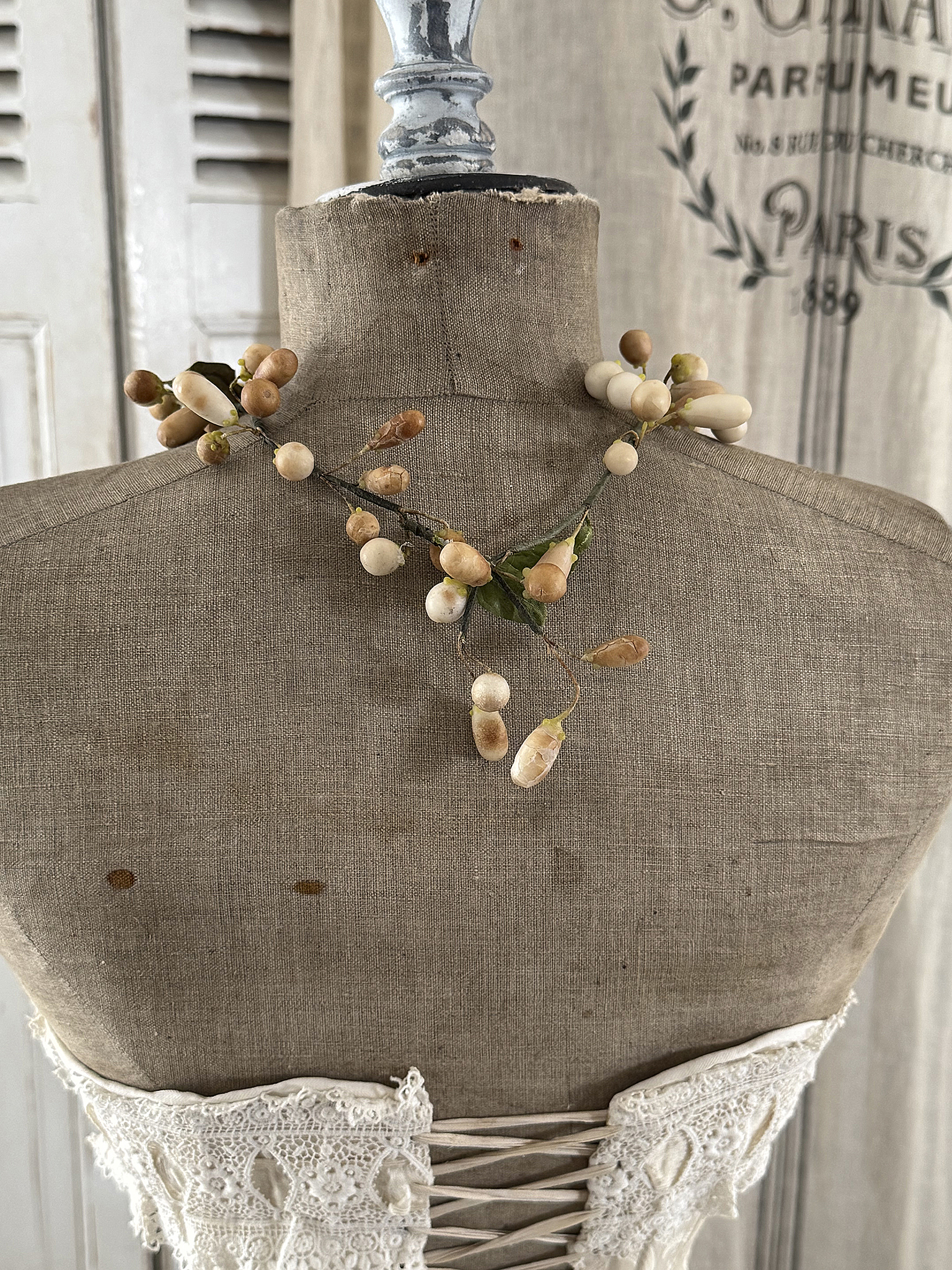 Reserviert! Antiker Brautkranz aus Wachs-Orangenblüten – zarter Hochzeitsschmuck um 1900***