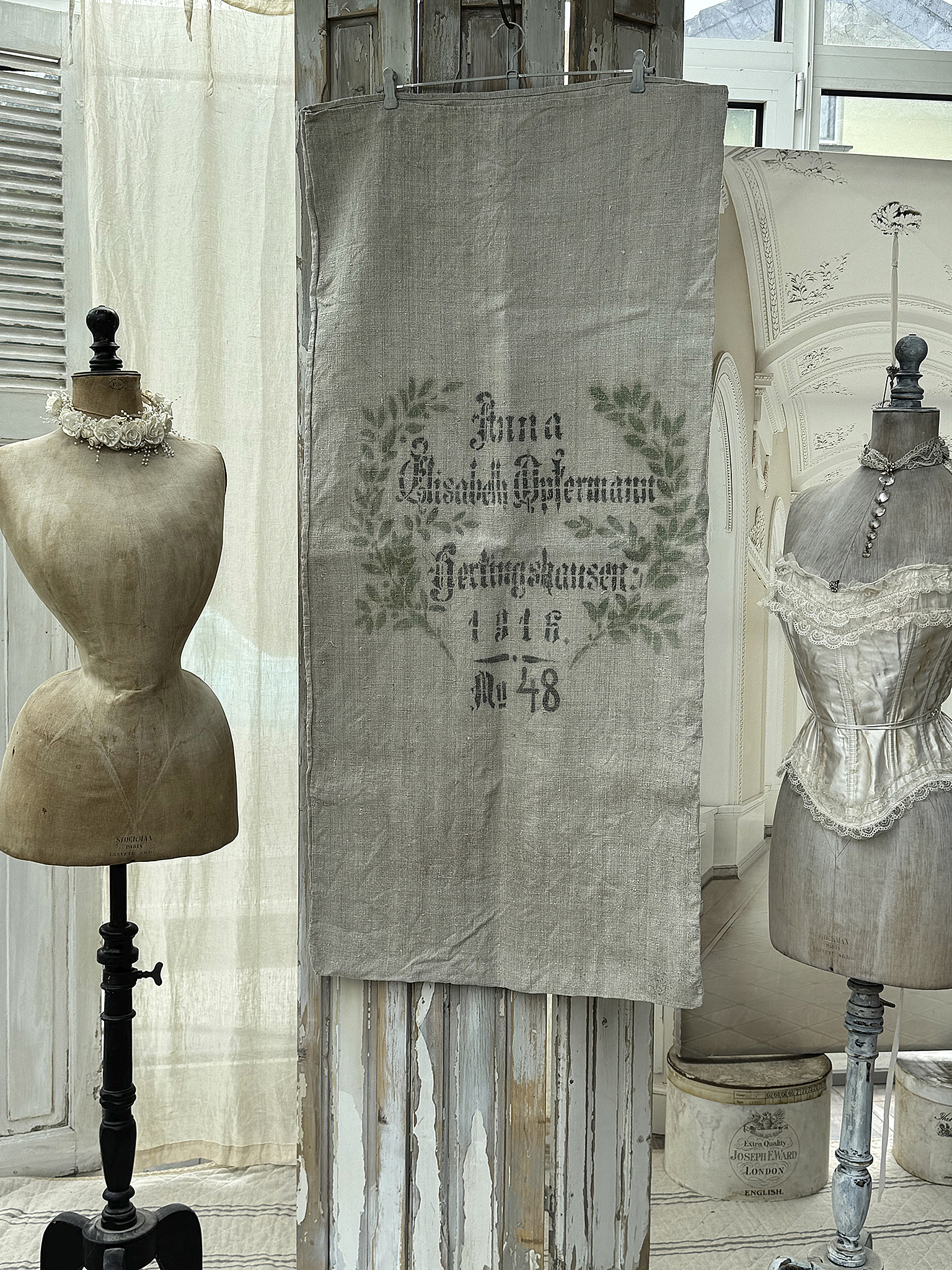 Großer antiker Mehlsack mit Originaldruck & Lorbeerkranz***