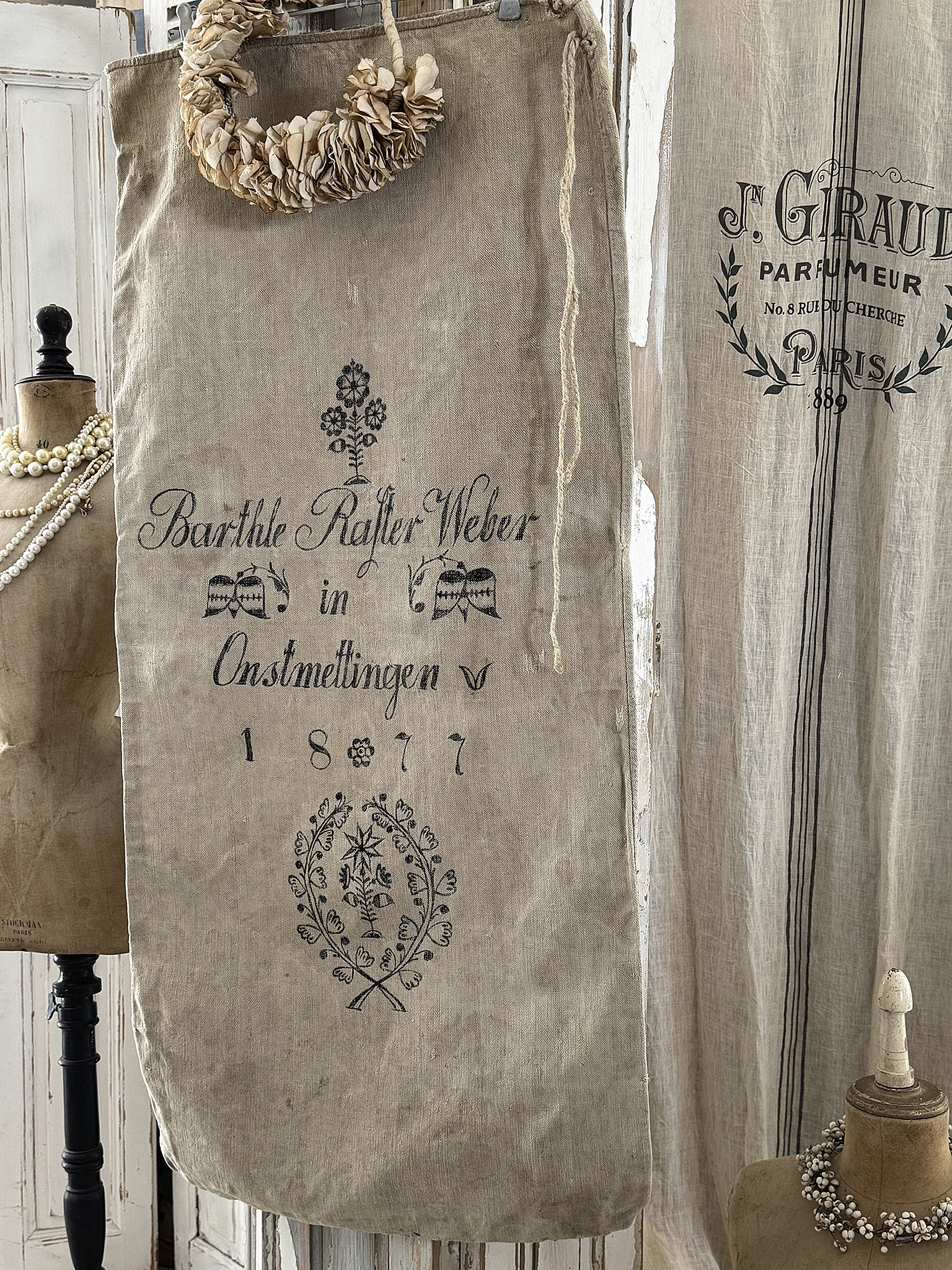 Historischer Mehlsack aus dem Jahr 1877 – seltenes Original mit wunderschönem Druck***