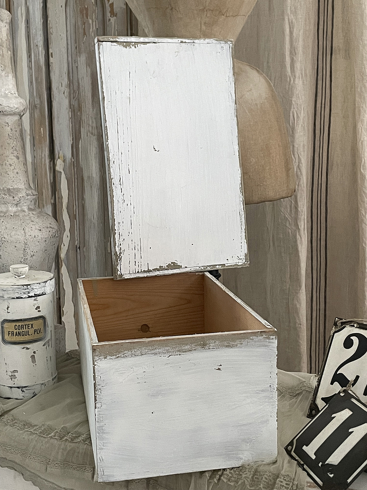 Brocante Holz Apothekerkiste mit Deckel*** Brocante Holz Apothekerkiste mit Deckel***