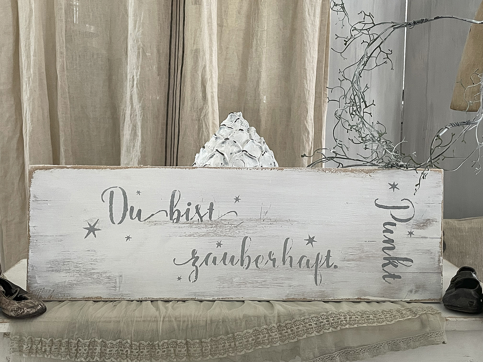 Schmales Shabby-Holz Bild Zauberhaft***