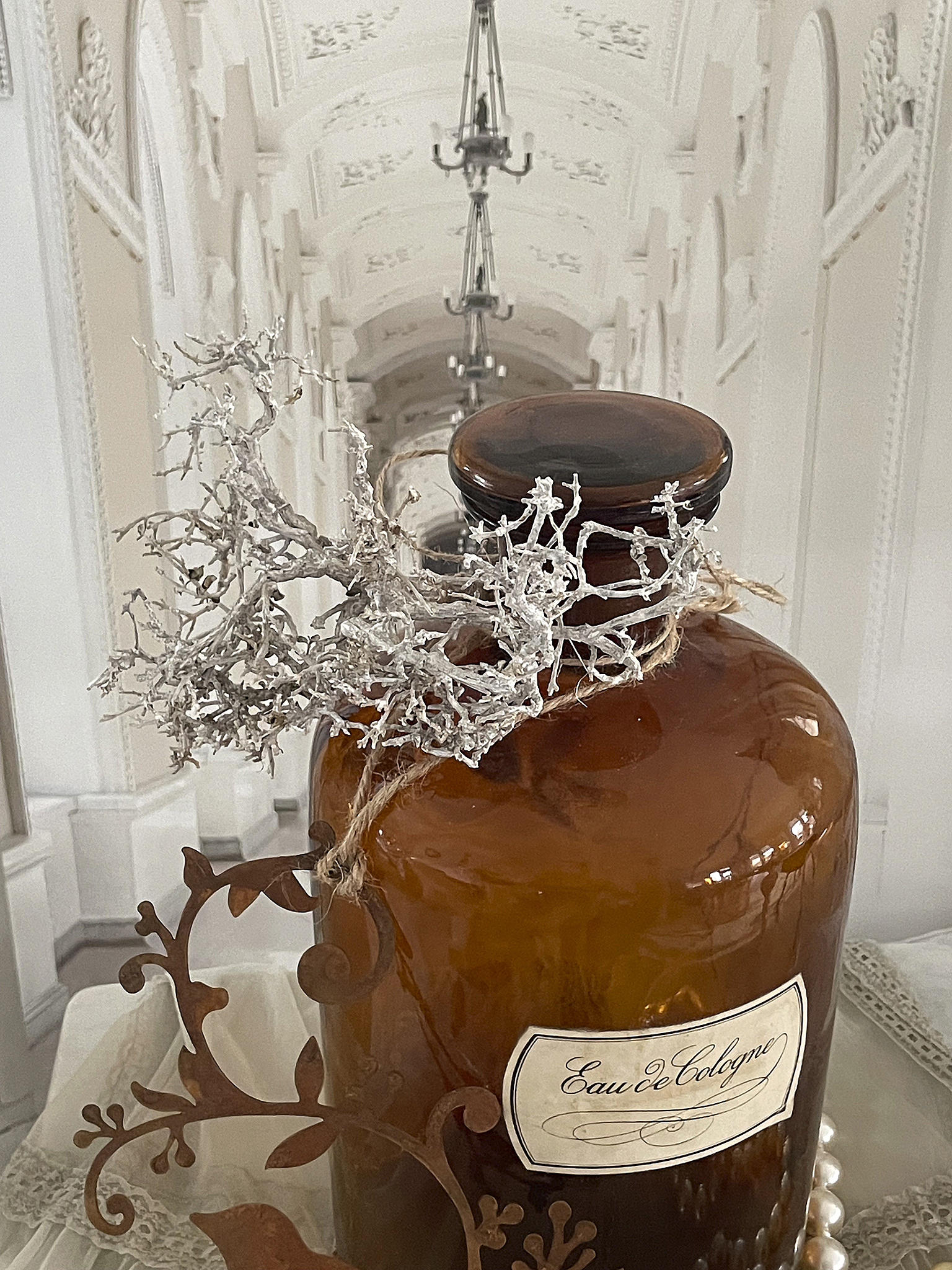 Brocante große Apothekerflasche mit Gehänge *** Brocante große Apothekerflasche mit Gehänge ***