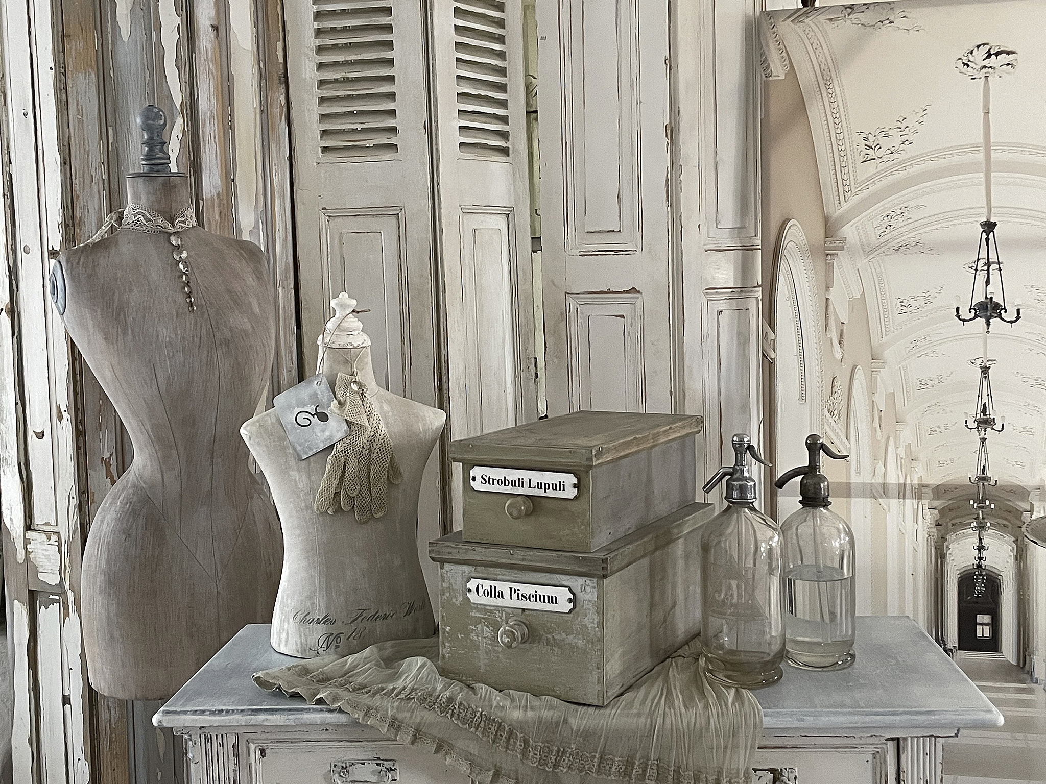 Duo alte Holz Apothekerkisten mit Deckel im Original Lack***