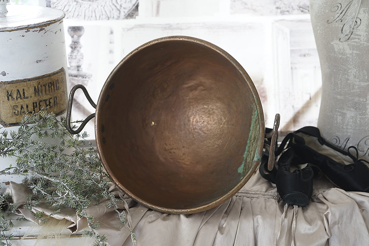 Antike Schlagschüssel, Eiweißschüssel aus Kupfer