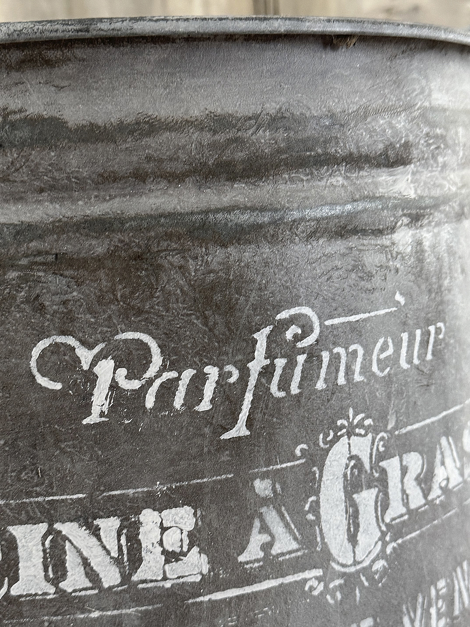 Großer alter Zinktopf (46 Liter) – französischer Vintage-Charme im Shabby-Look***