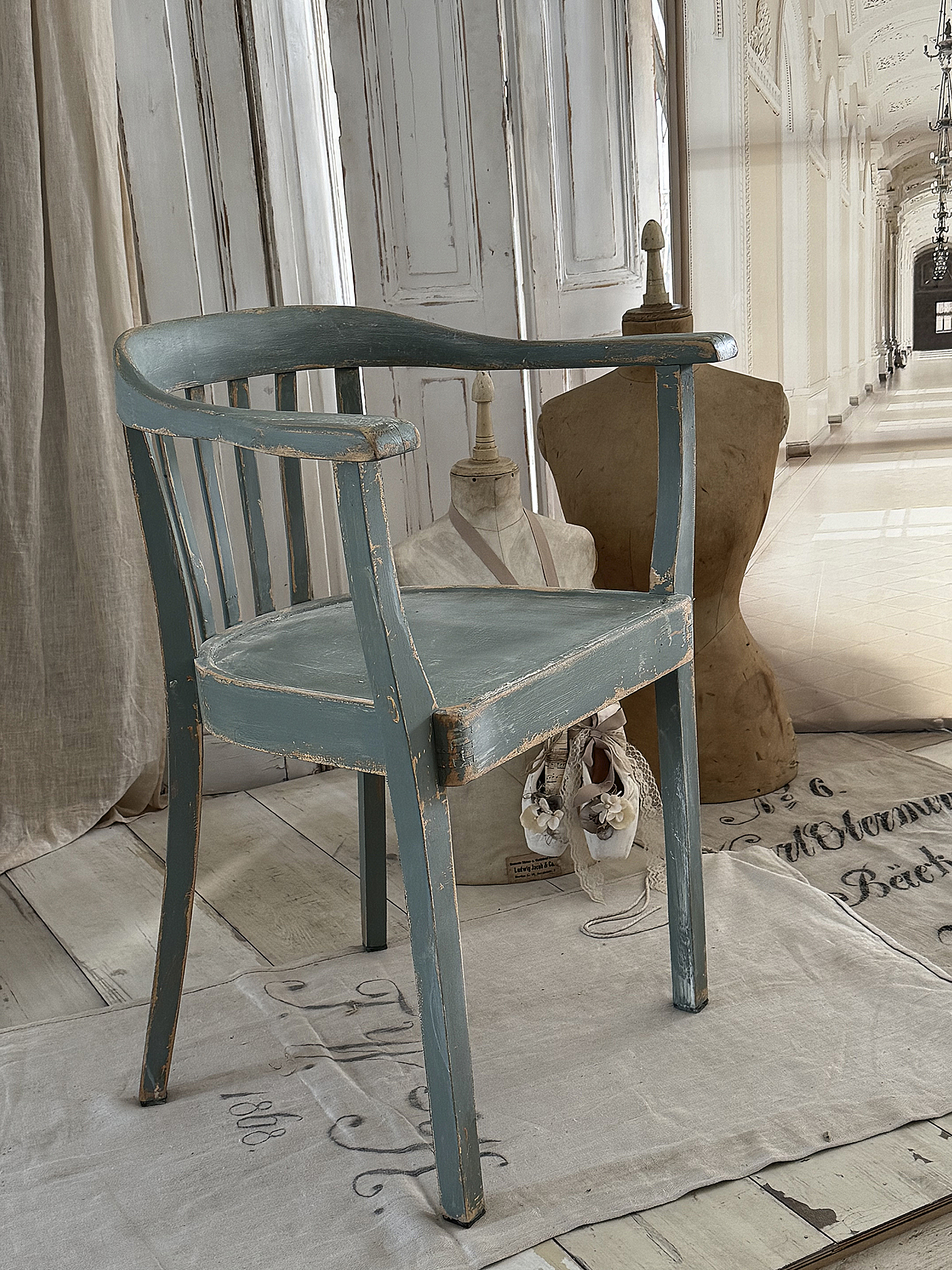 Alter Armlehnenstuhl Bauhaus Vintage/Salbei***