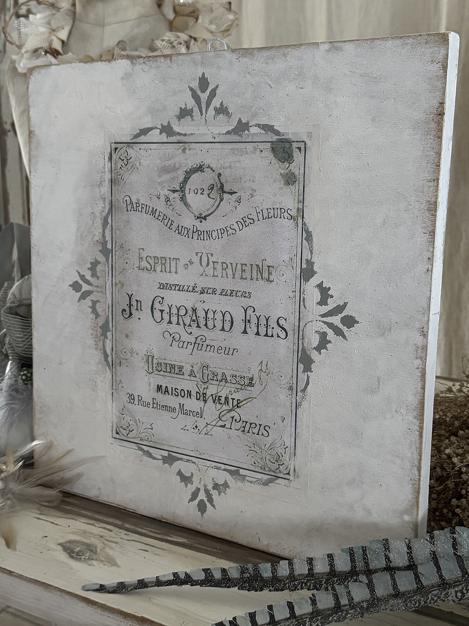 Vintage Holz Bild Parfumeur Shabby-pur***