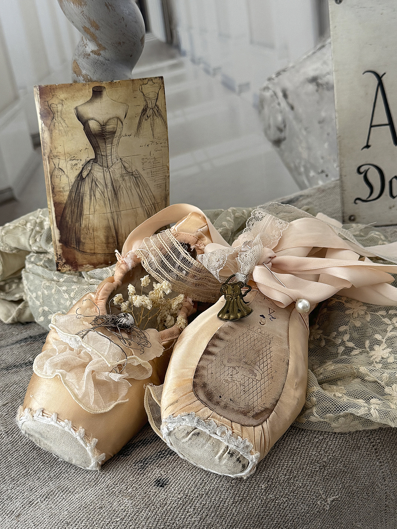 Romantisches Vintage-Gehänge aus alten Ballettschuhen 1***
