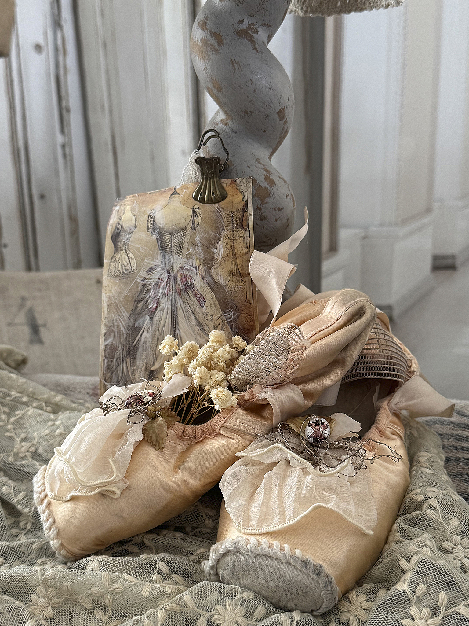 Romantisches Vintage-Gehänge aus alten Ballettschuhen 2***