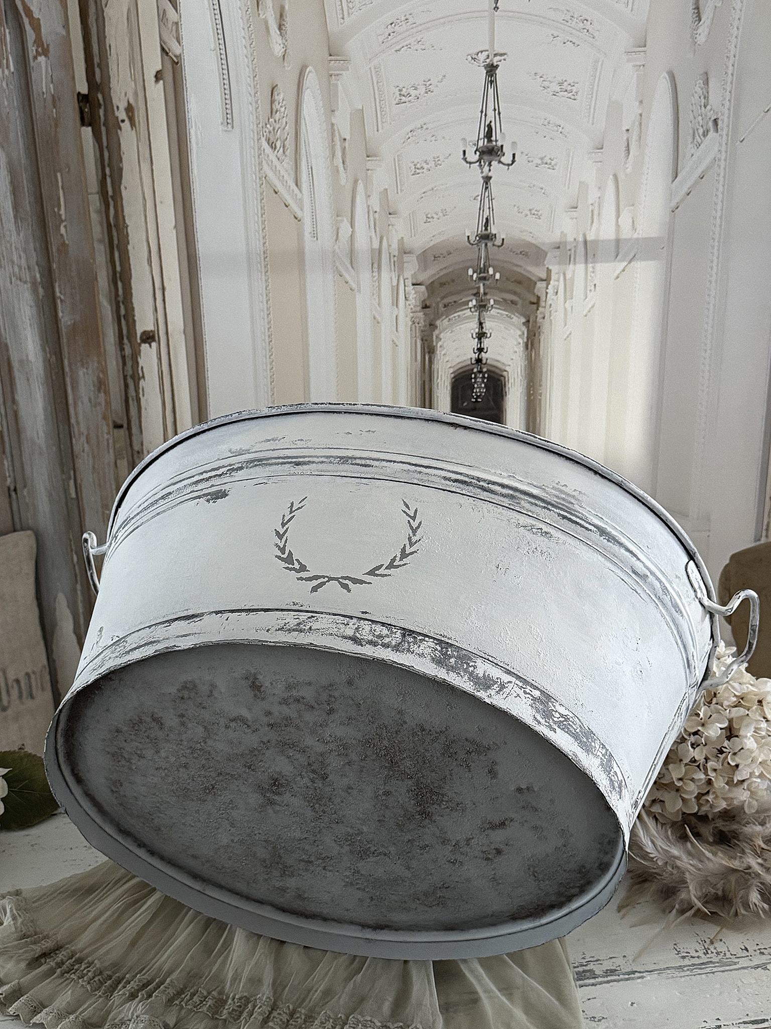 Alte Shabby-Zinkwanne 1947***