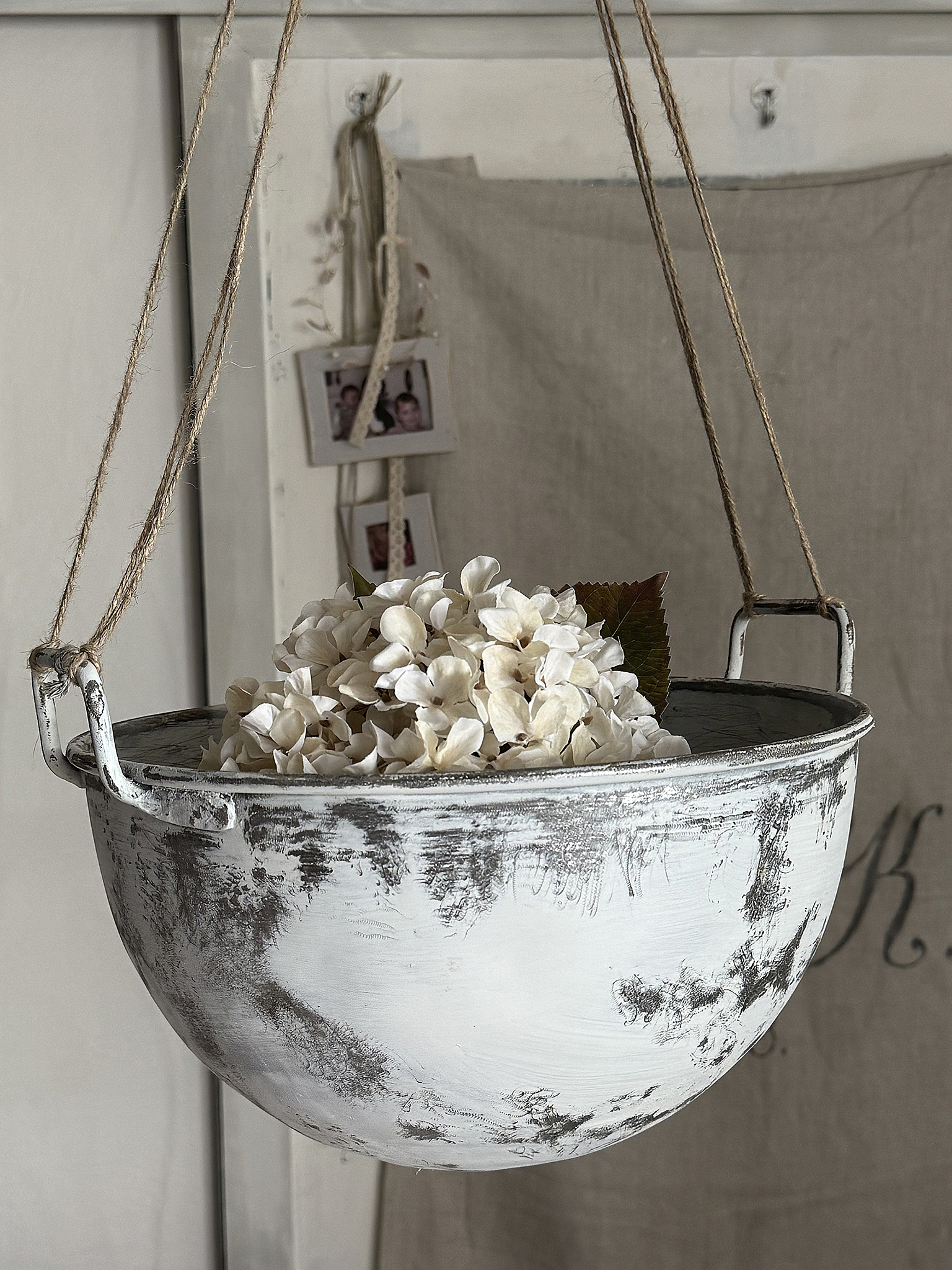 Alte halbkugelförmige Zinkschüssel zum Hängen – charmantes Shabby-Unikat mit Patina***