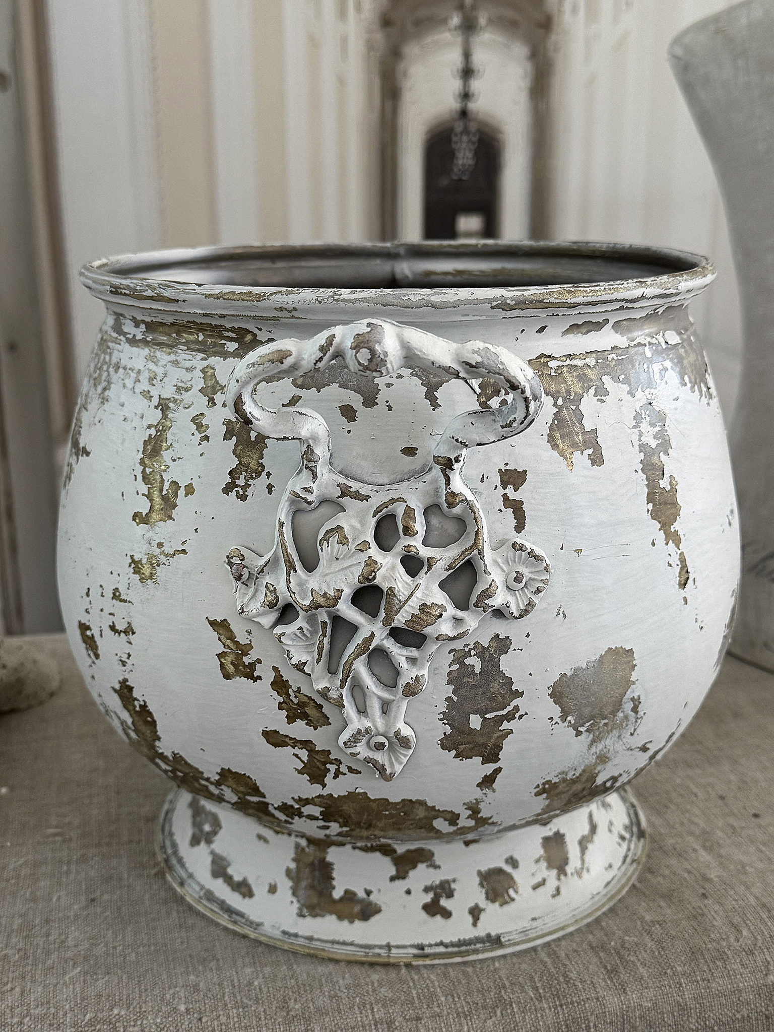 Großer Vintage-Messingtopf im Shabby-chic*** Großer Vintage-Messingtopf im Shabby-chic***