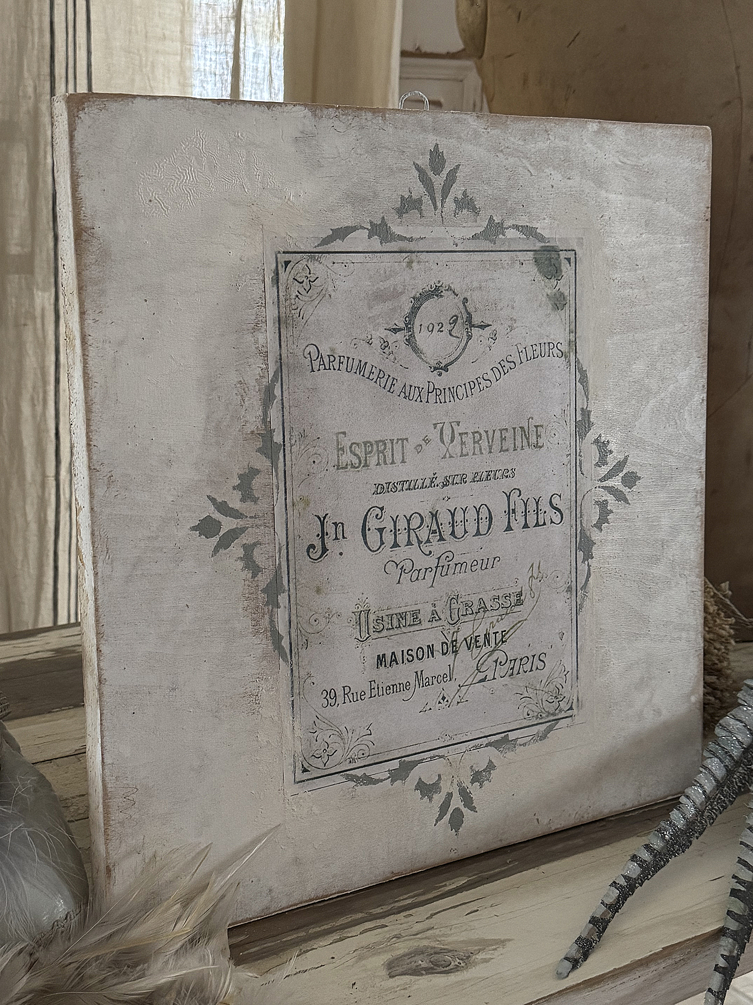 Vintage Holz Bild Parfumeur Shabby-pur***