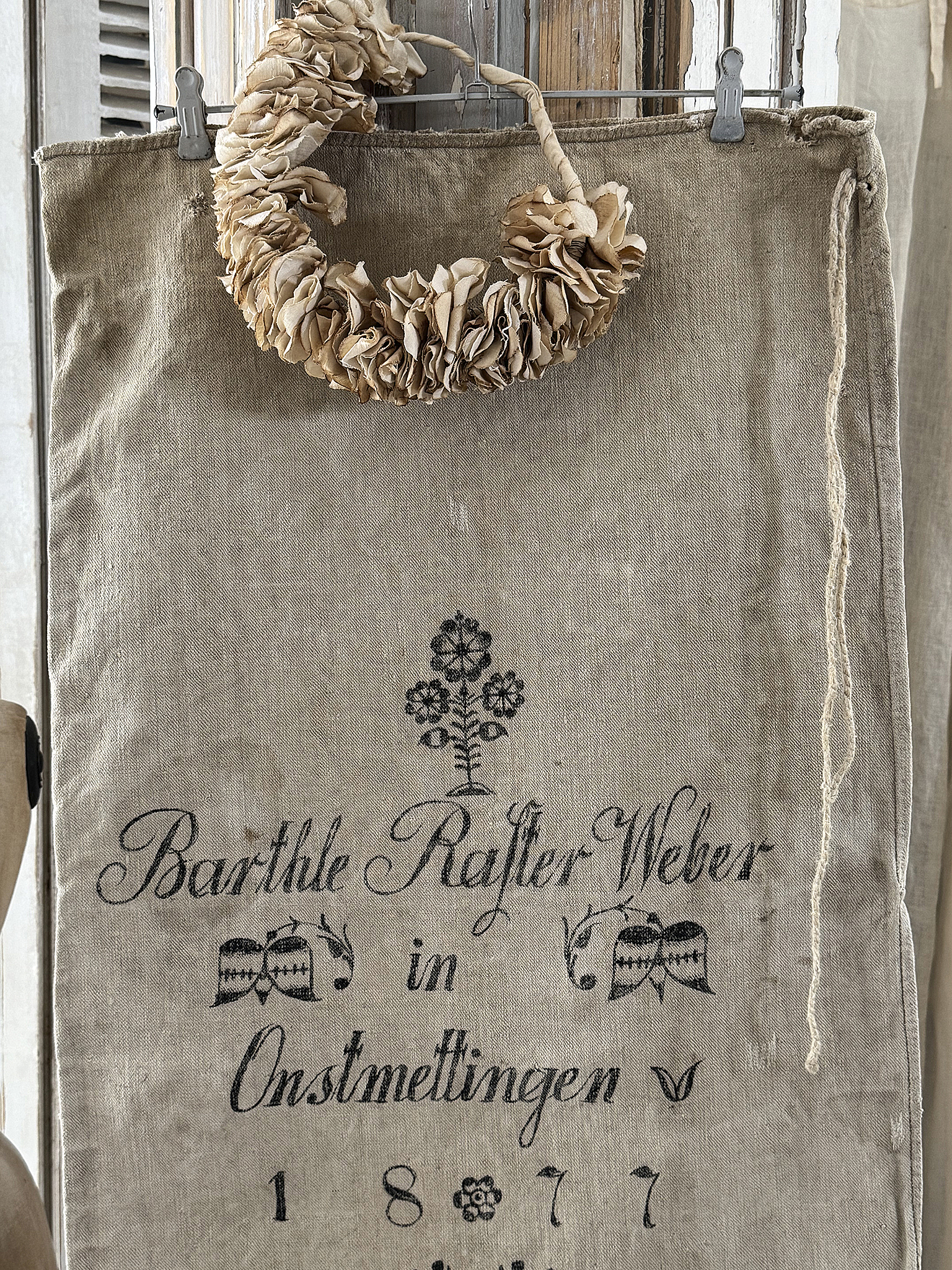 Historischer Mehlsack aus dem Jahr 1877 – seltenes Original mit wunderschönem Druck***