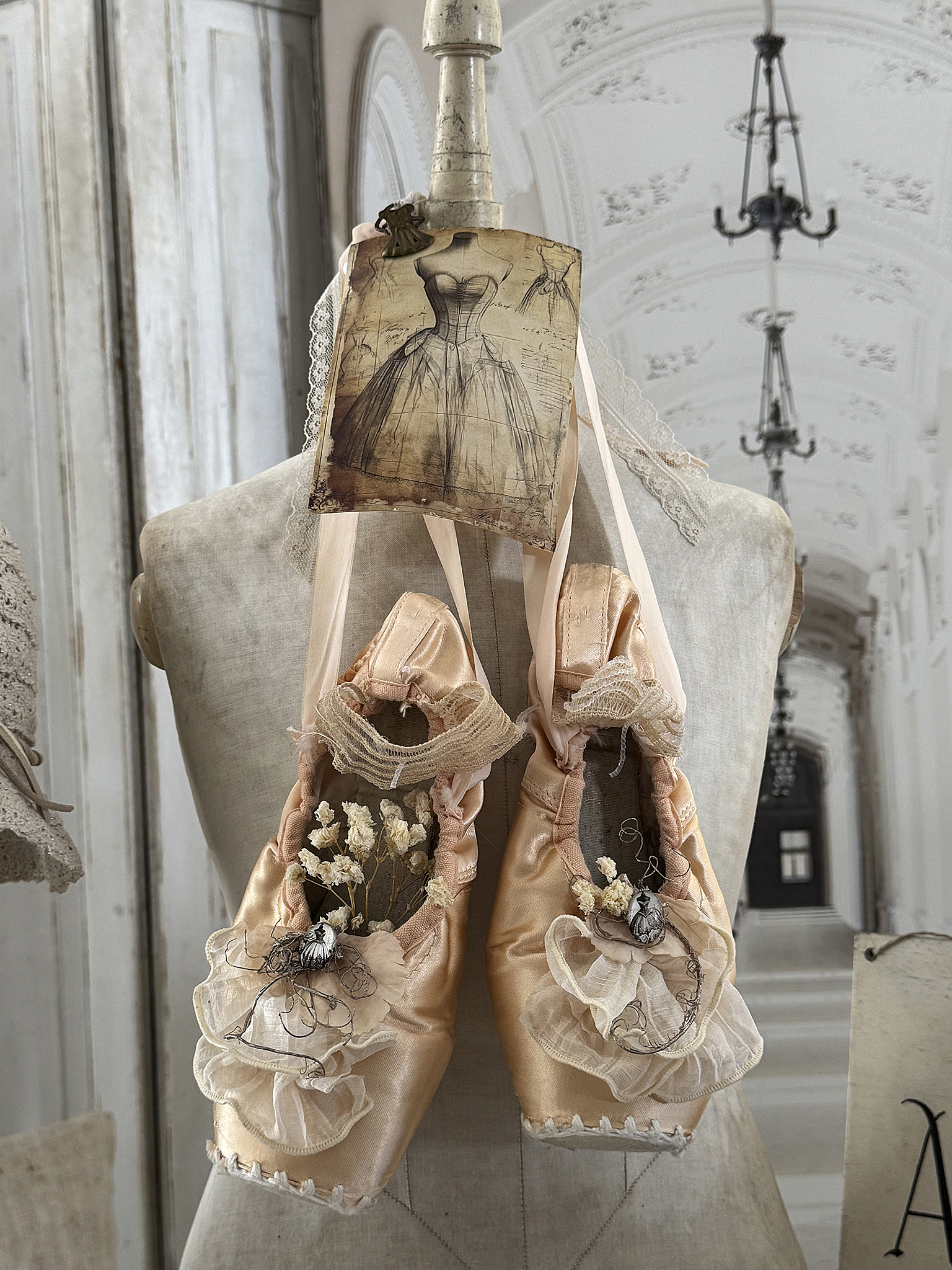 Romantisches Vintage-Gehänge aus alten Ballettschuhen 1***