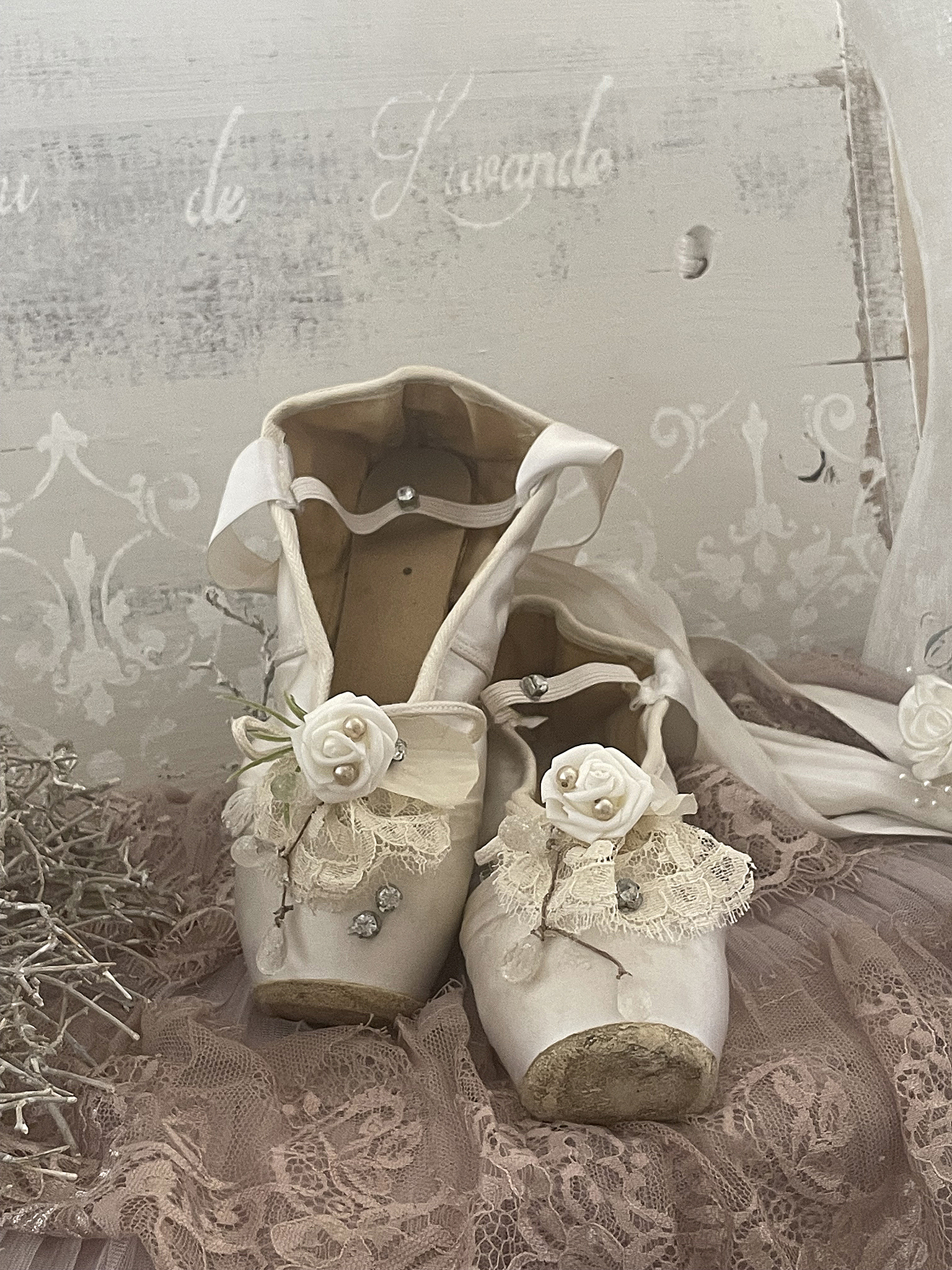 Süße alte Ballettschuhe weiß Röschen*** Süße alte Ballettschuhe weiß Röschen***