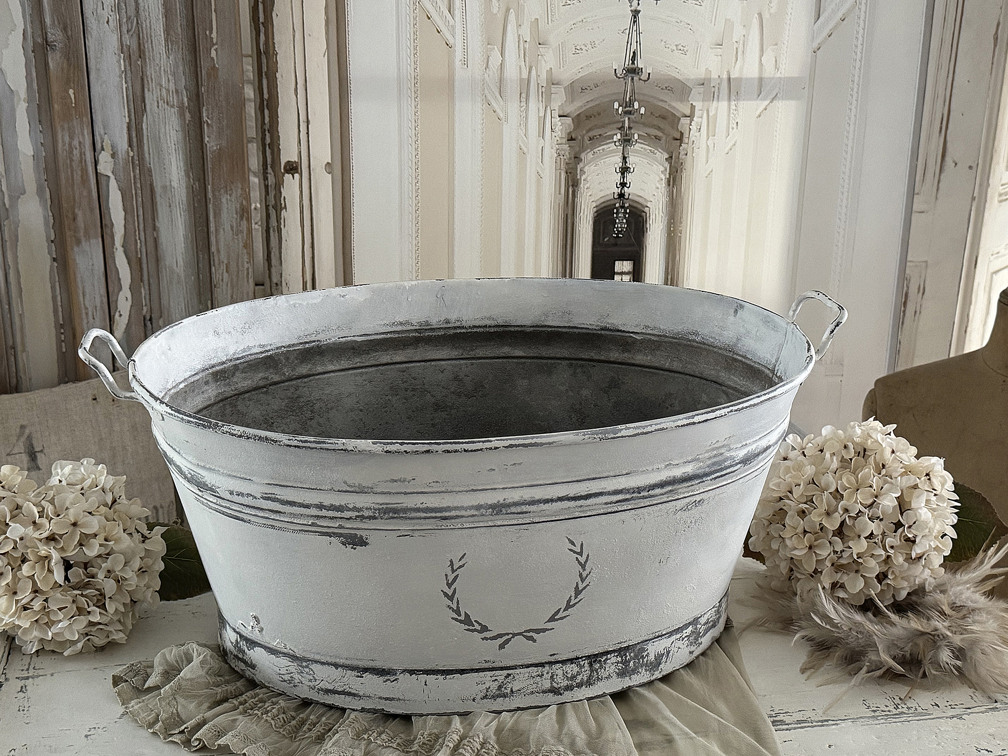 Alte Shabby-Zinkwanne 1947***