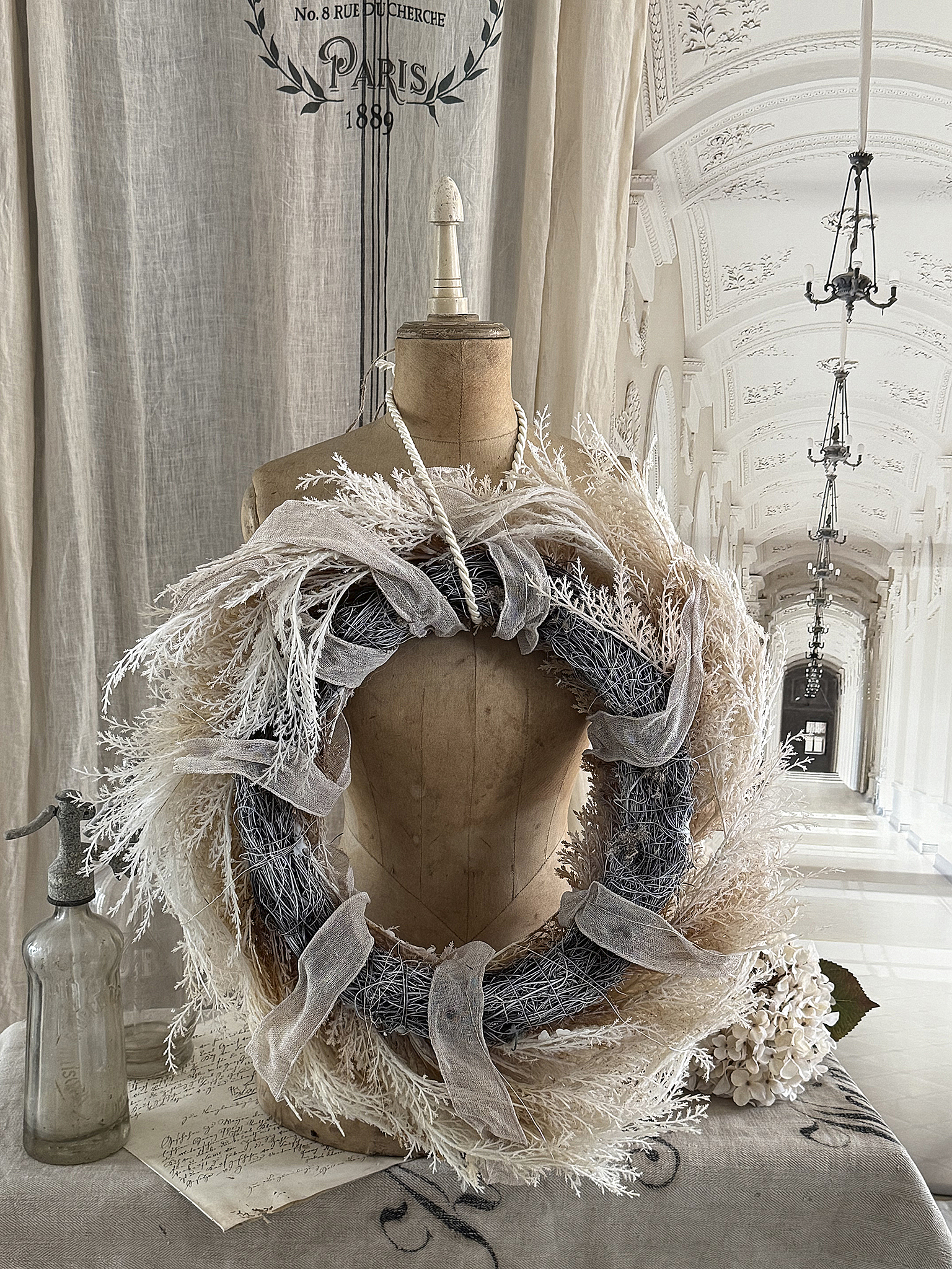 Großer Vintage-Kranz aus zartem Farn***