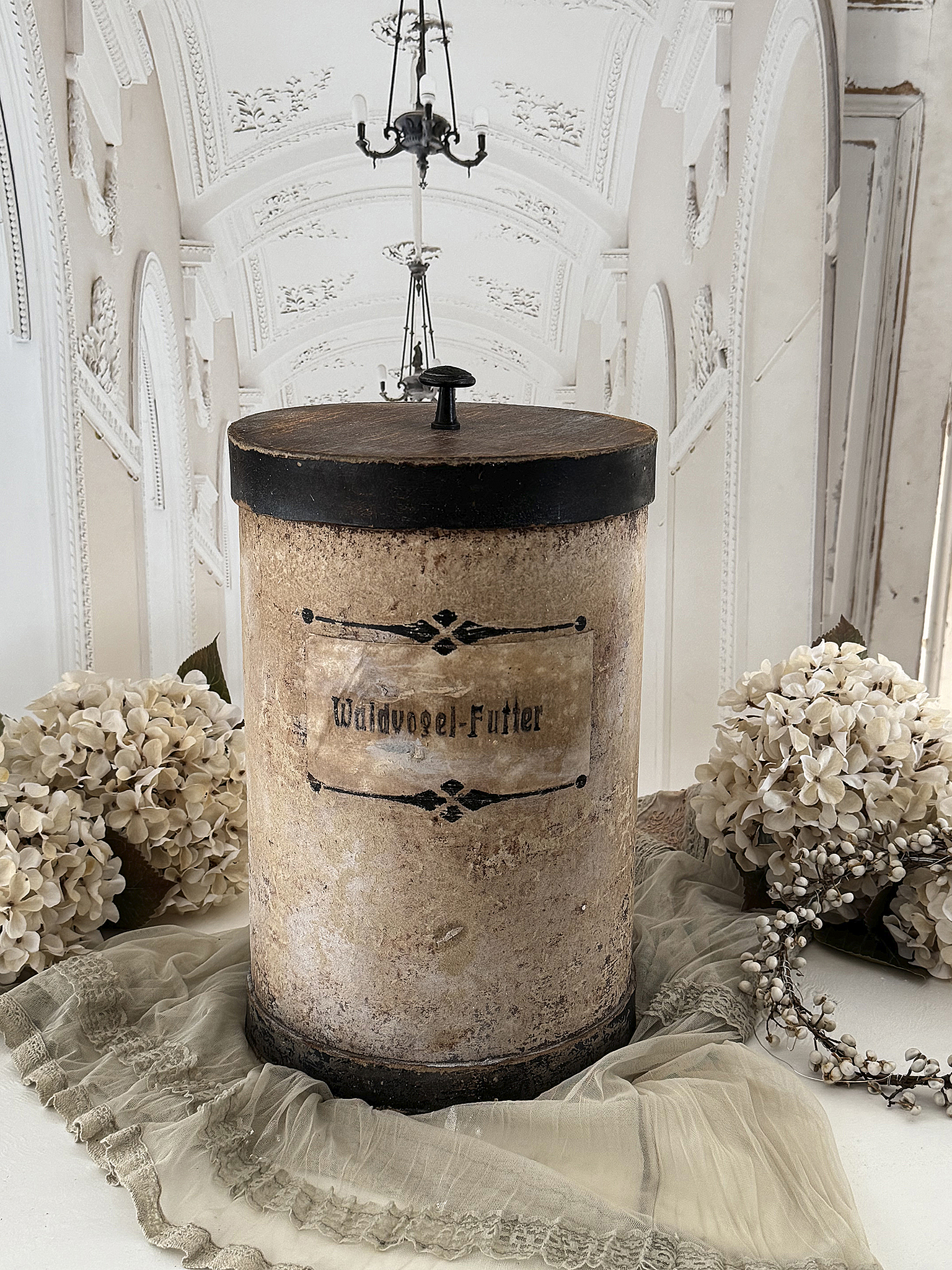 Antike Apothekerdose Waldvogelfutter Vintage Apothekendose mit Originalschild***