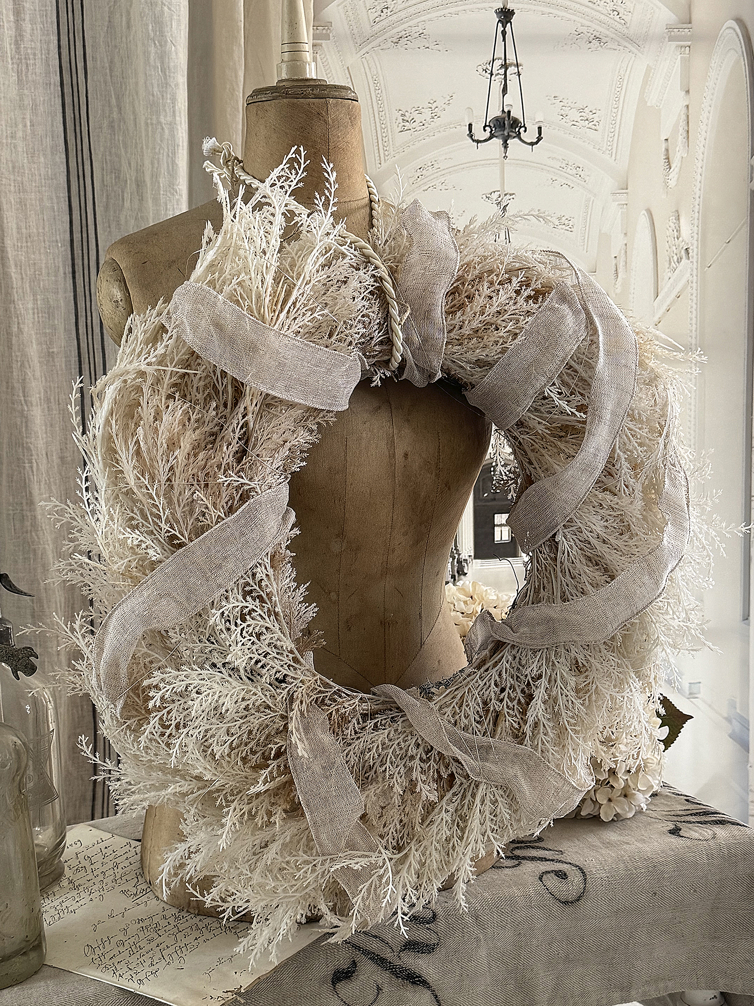 Großer Vintage-Kranz aus zartem Farn***