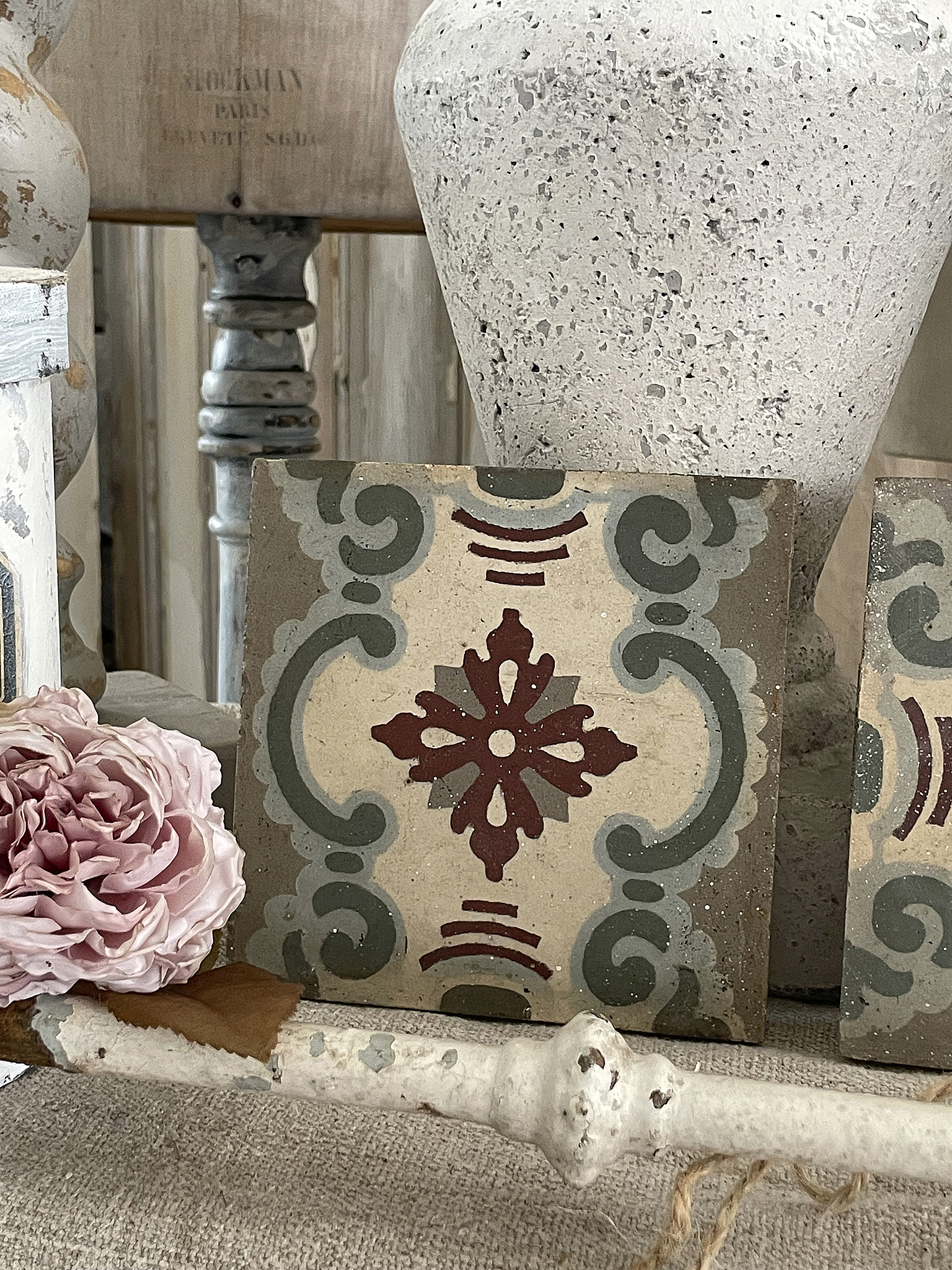 Trio antike Jungendstil Fliesen***