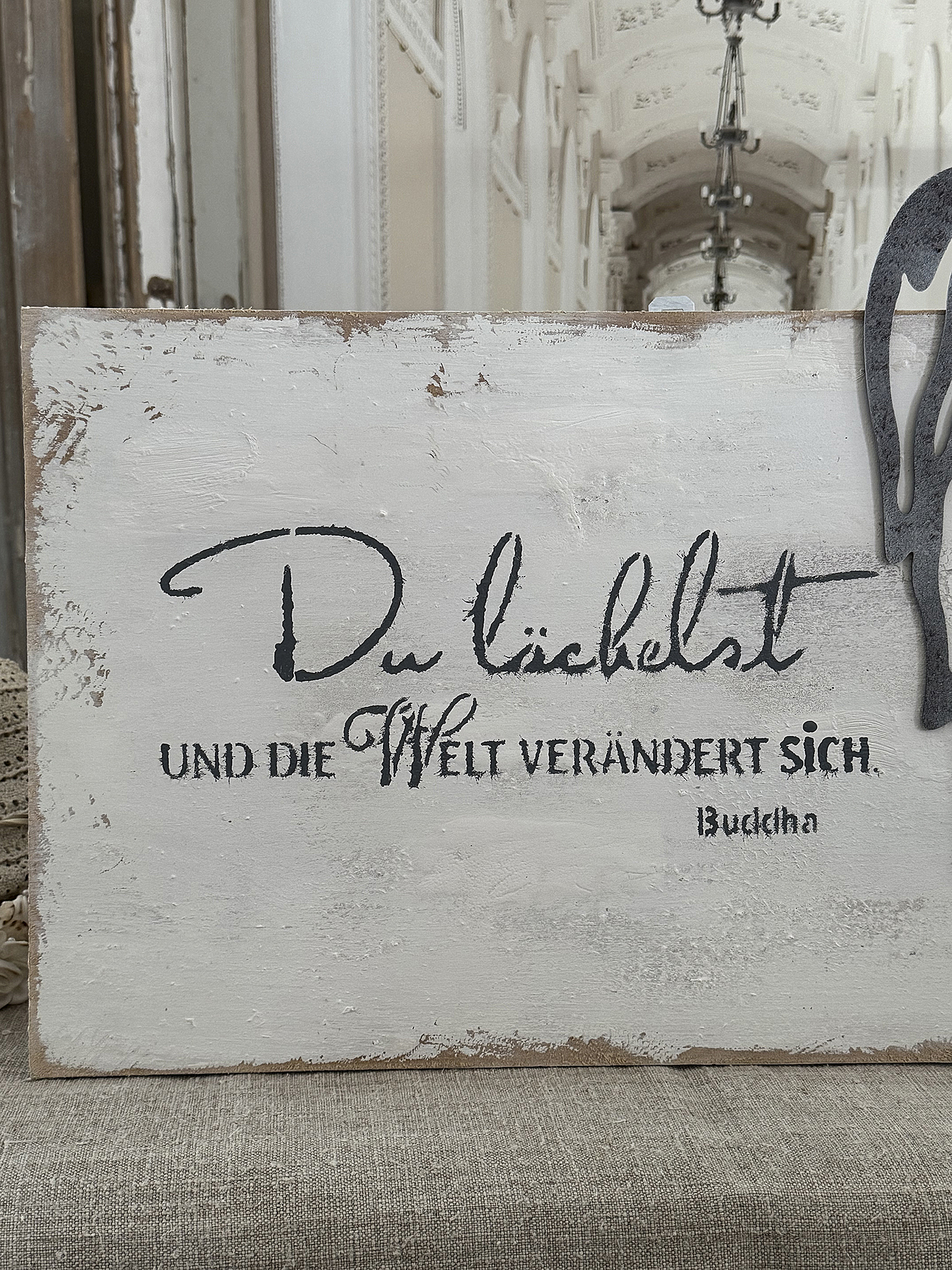 Charmantes altes Holz Bild Du lächelst ***