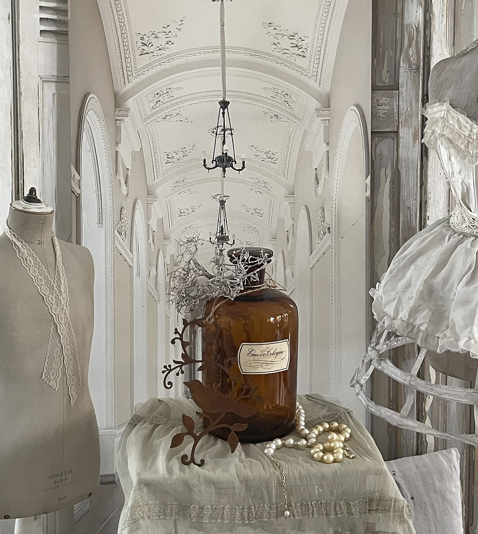 Brocante große Apothekerflasche mit Gehänge *** Brocante große Apothekerflasche mit Gehänge ***