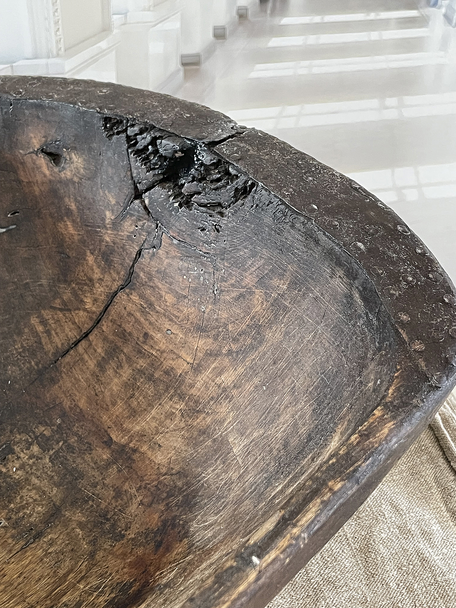 Große antike Teigmolle/Holzschale*** Große antike Teigmolle/Holzschale***