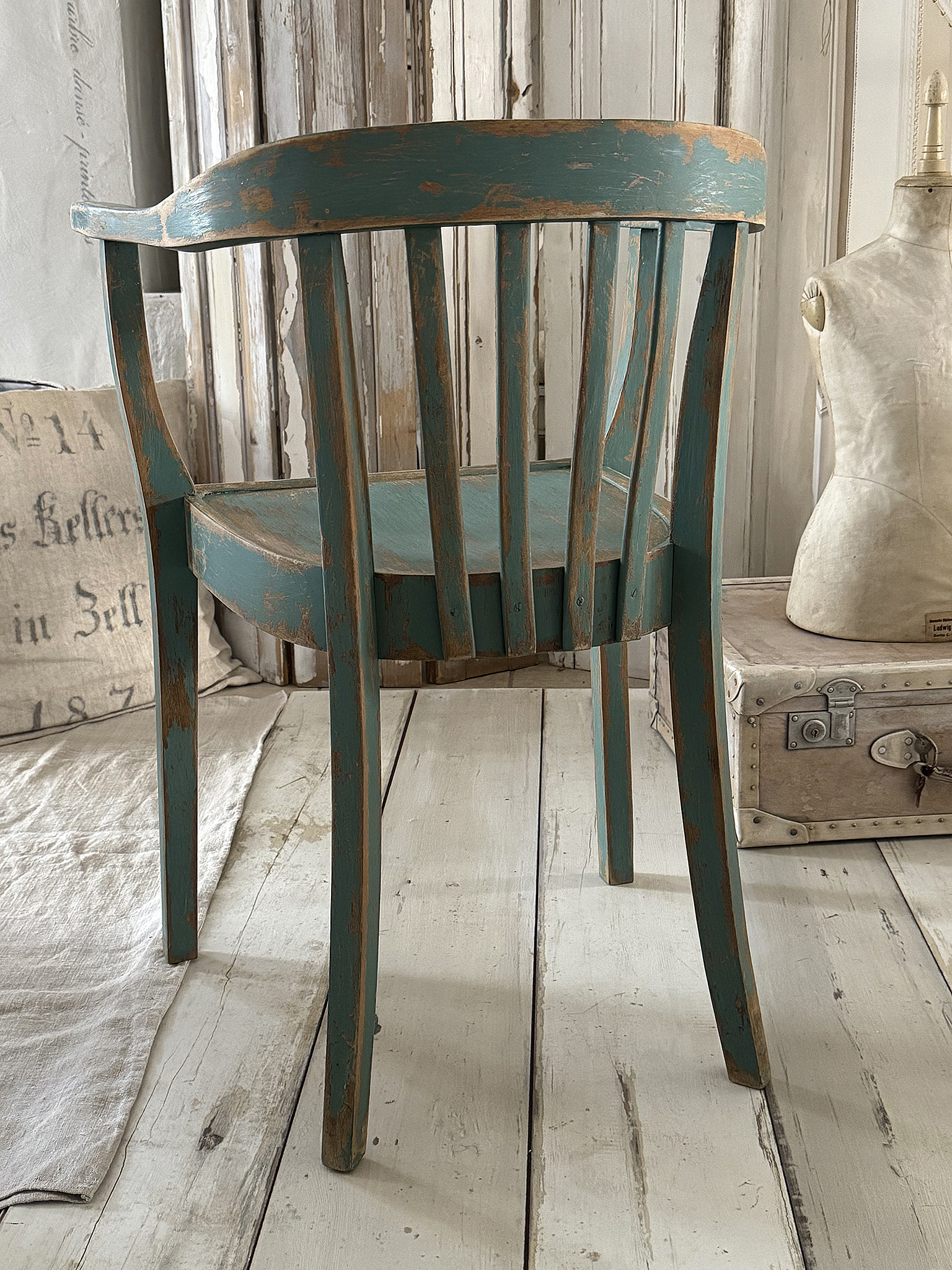   Alter Armlehnenstuhl Bauhaus Vintage/Türkis***