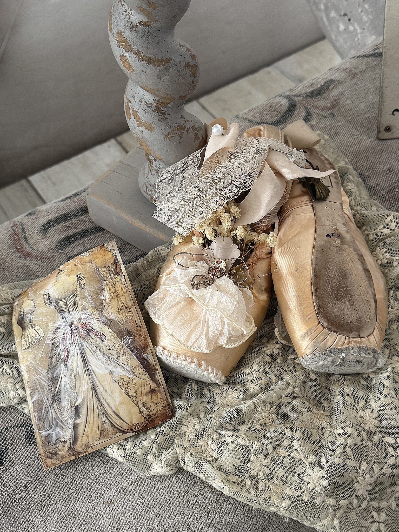 Romantisches Vintage-Gehänge aus alten Ballettschuhen 2***