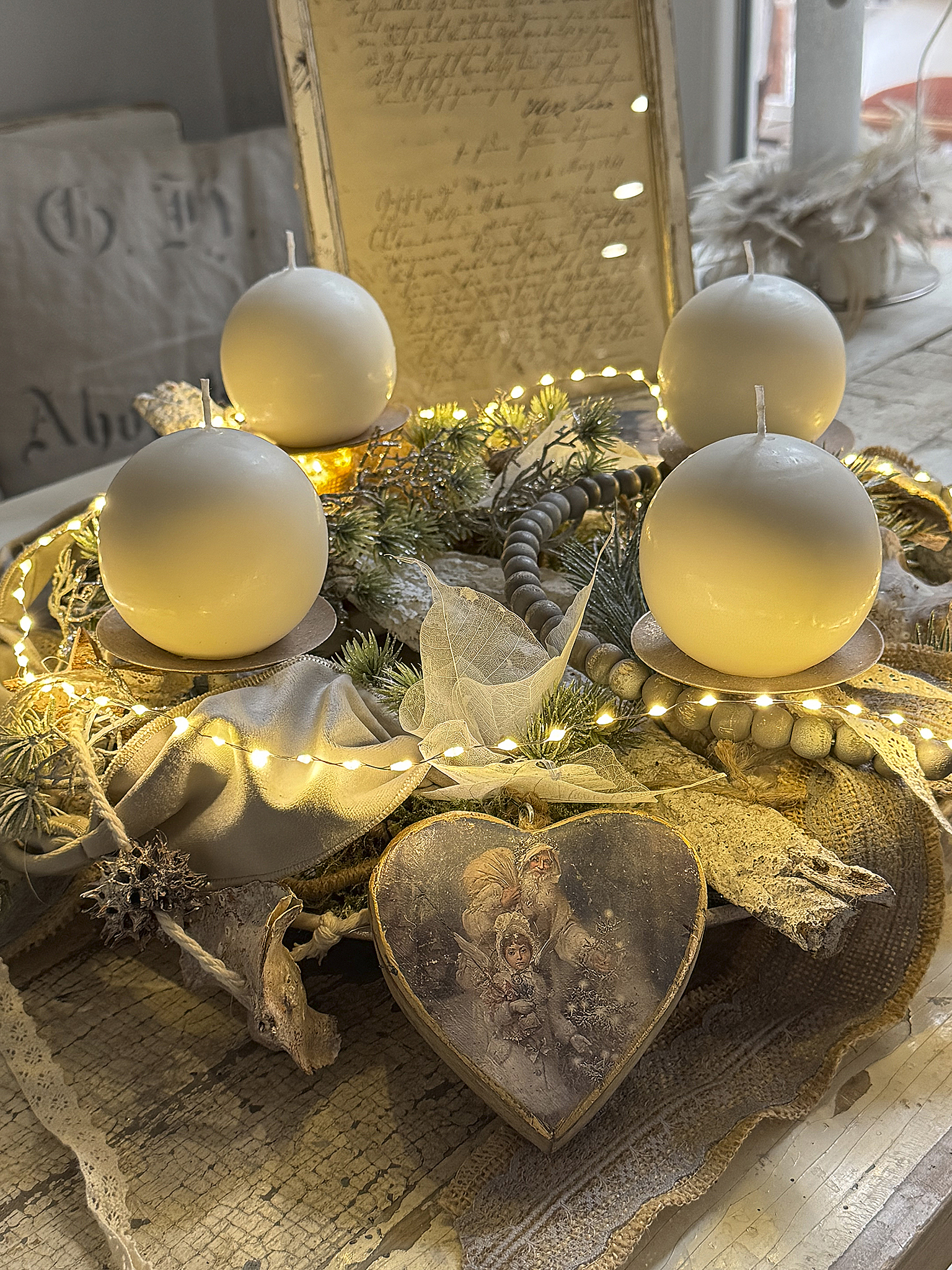 Großer Adventkranz mit Schalenteller ein festliches Unikat***