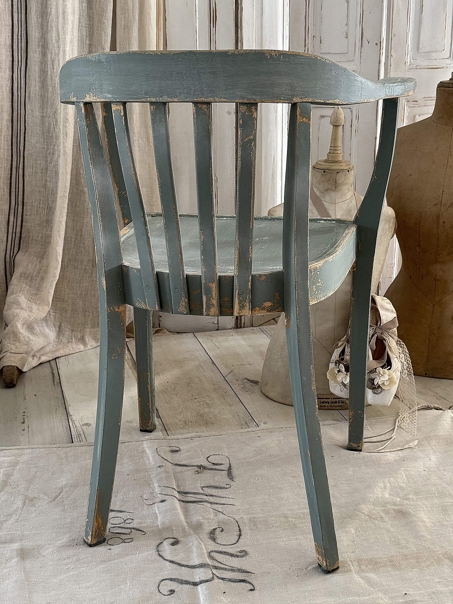 Alter Armlehnenstuhl Bauhaus Vintage/Salbei***