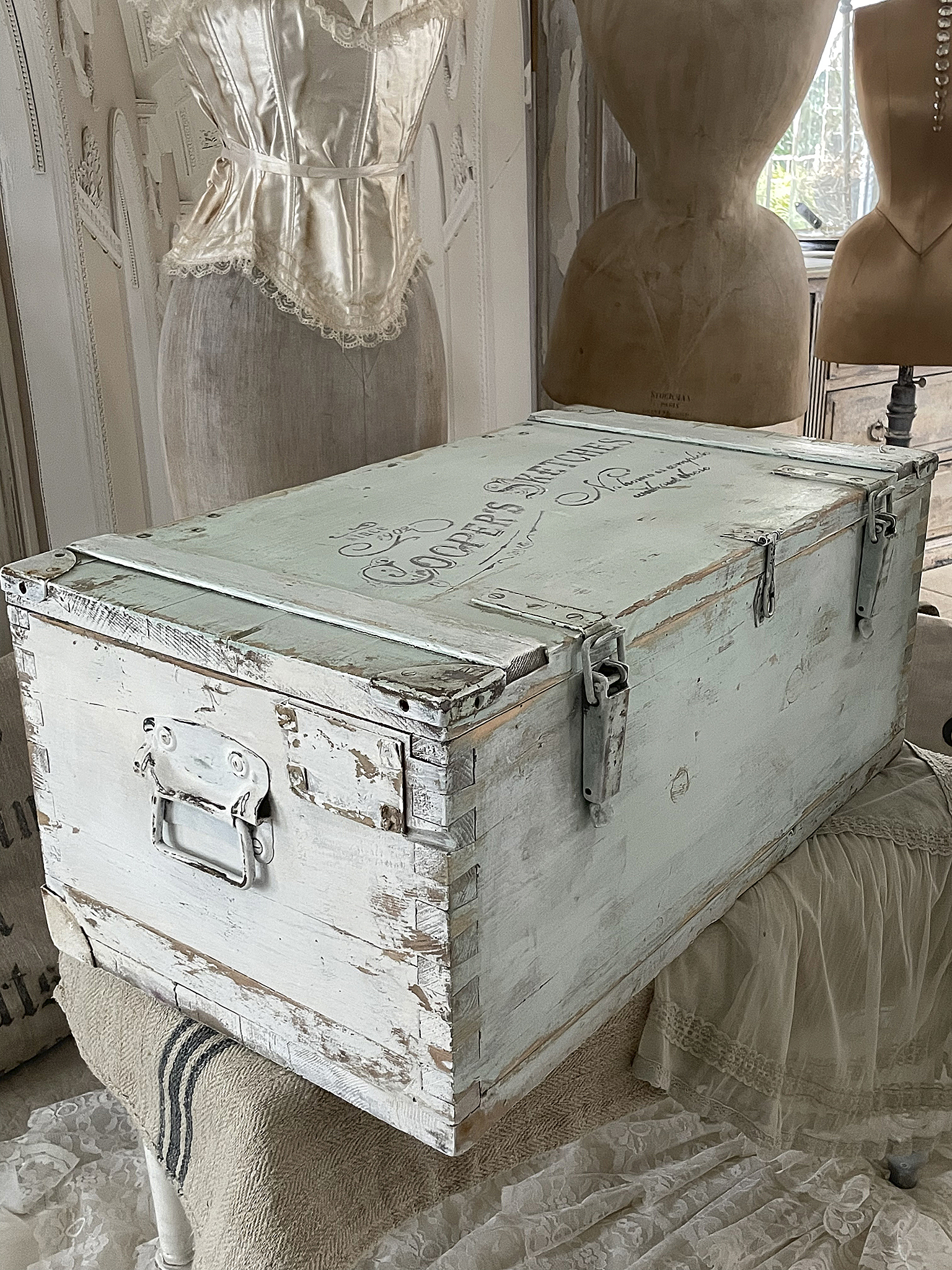 Alte große Kiste Shabby-Türkis***