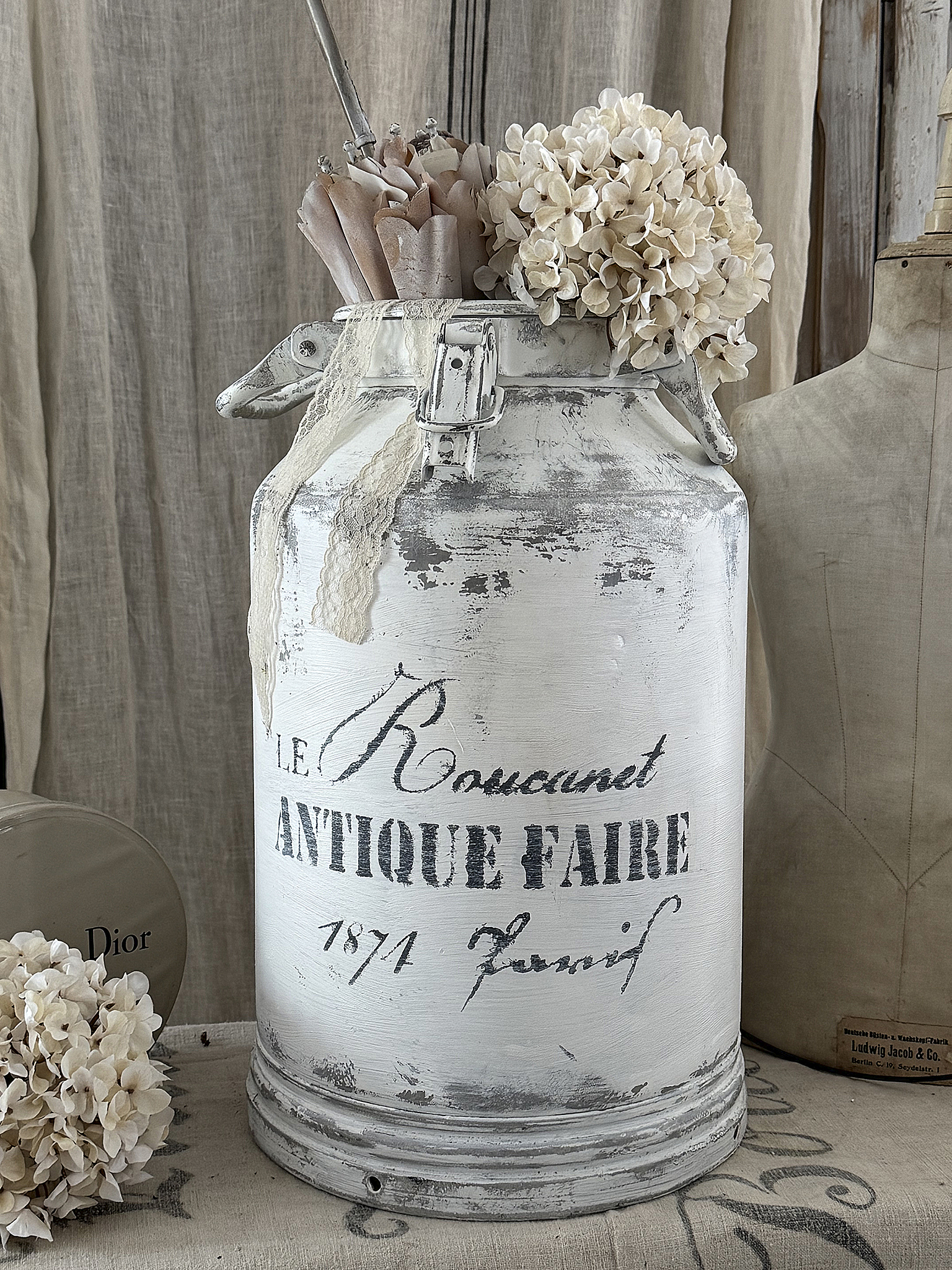 Große alte Milchkanne aus Zink im französischen Shabby Chic***