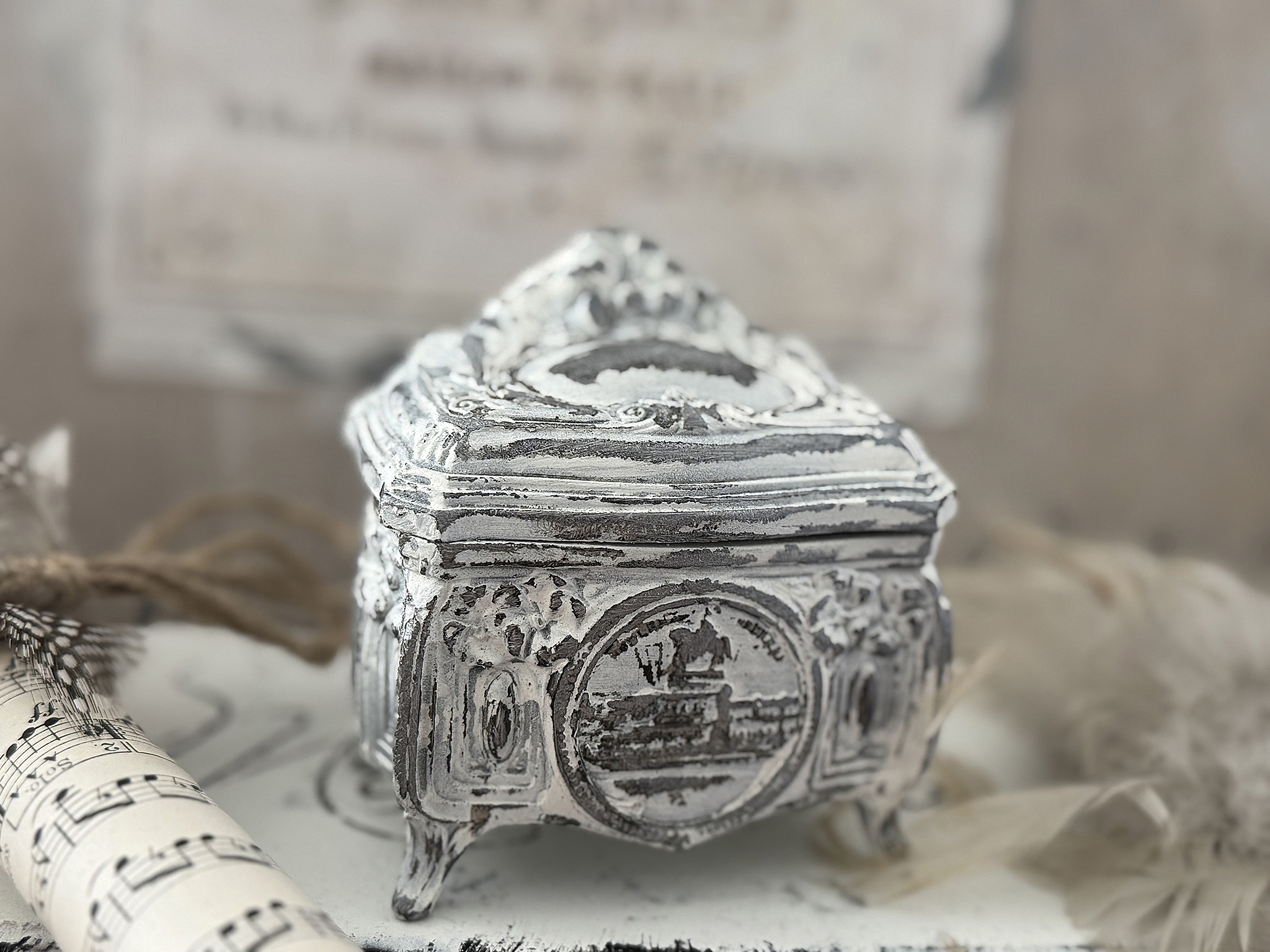 Kleine antike Schmuckschatulle – Shabby Chic, Vintage
