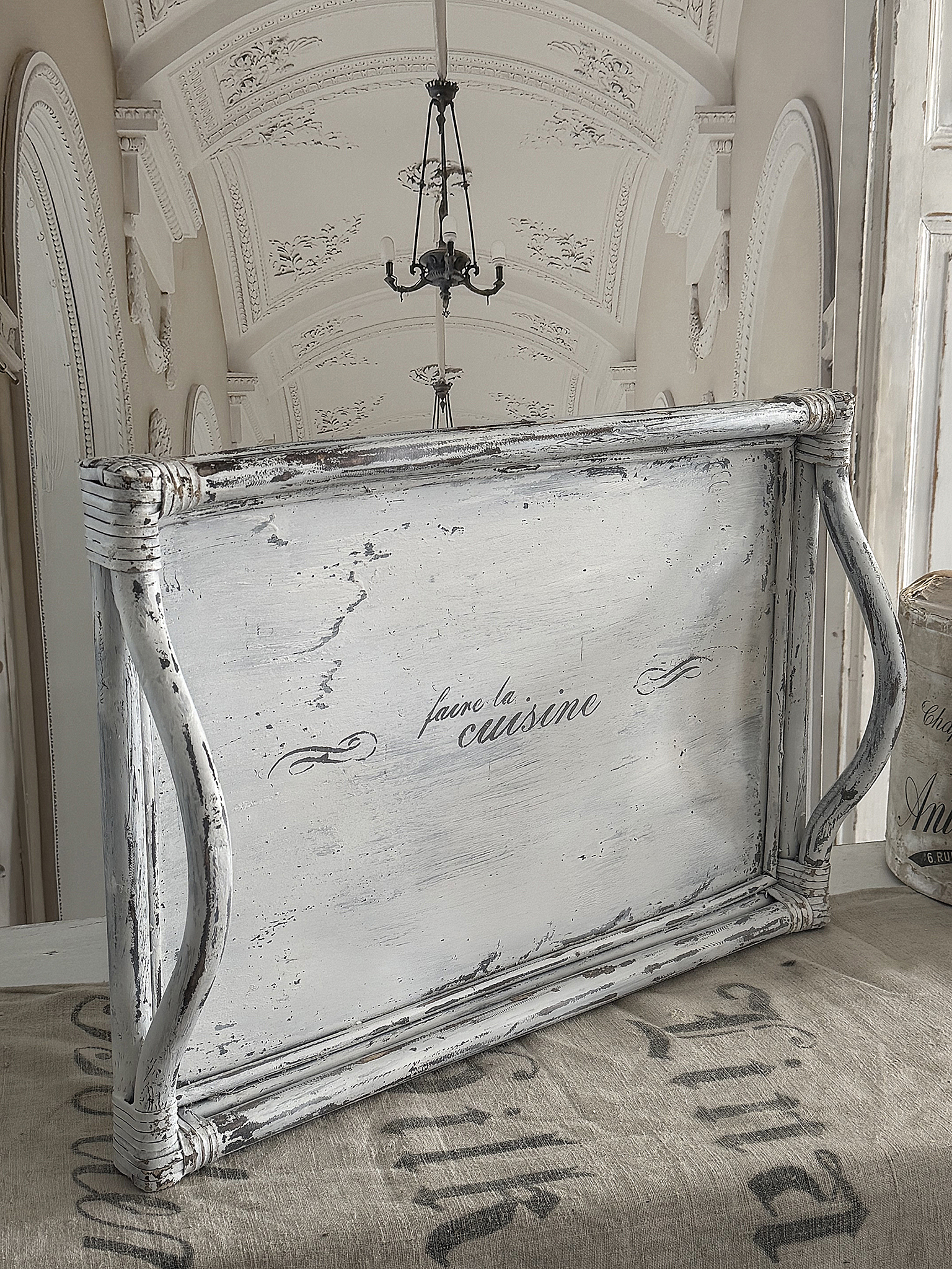  Altes Holztablett „La Cuisine“ im Shabby-Chic***