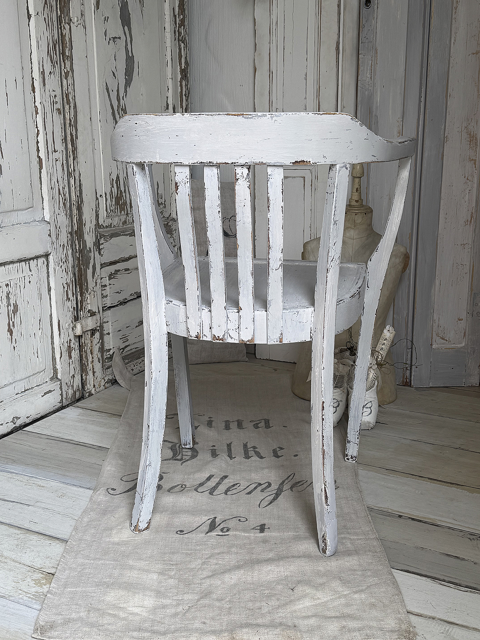 Alter Armlehnenstuhl Bauhaus Vintage/Creme-grau***