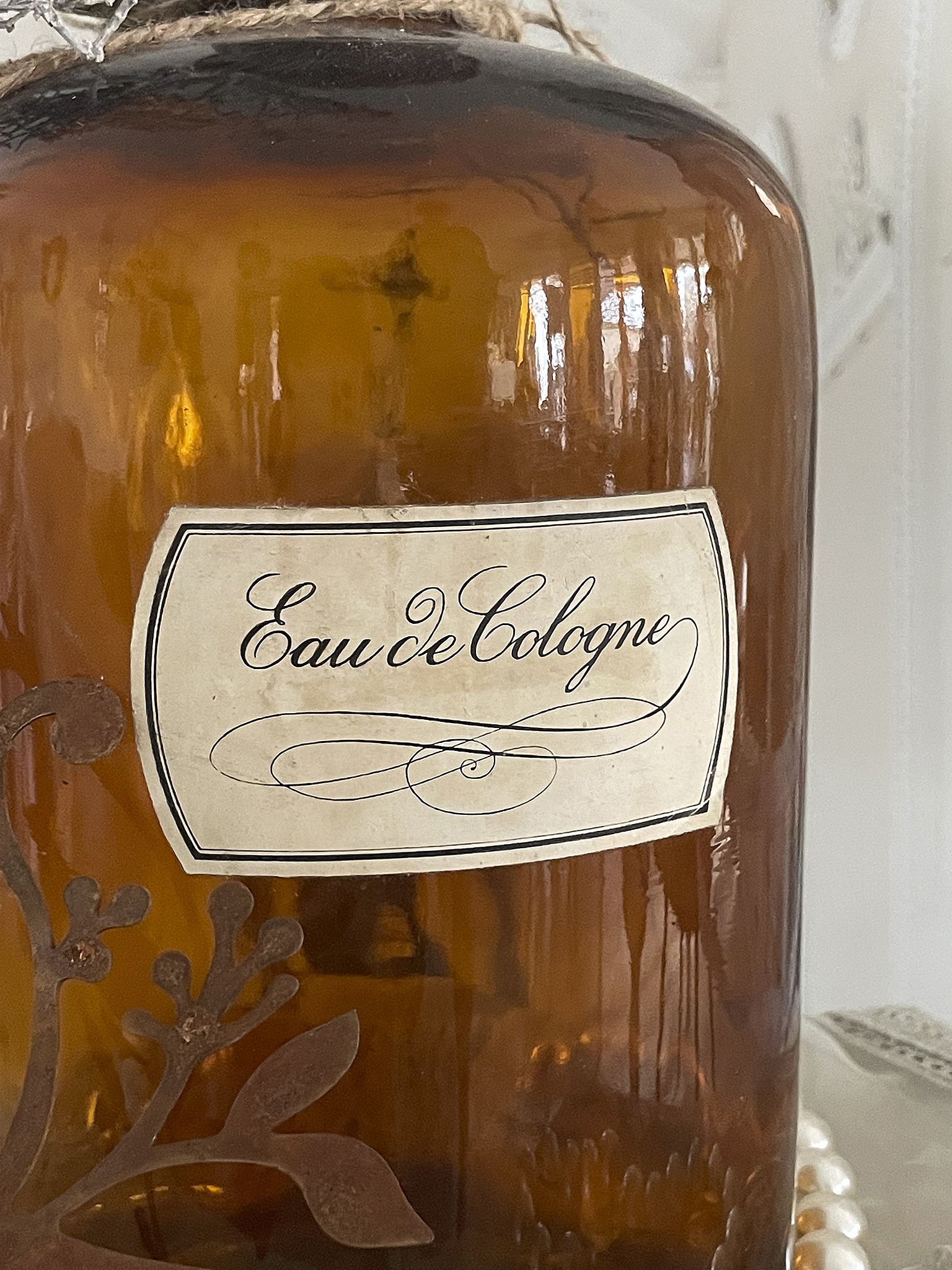 Brocante große Apothekerflasche mit Gehänge *** Brocante große Apothekerflasche mit Gehänge ***