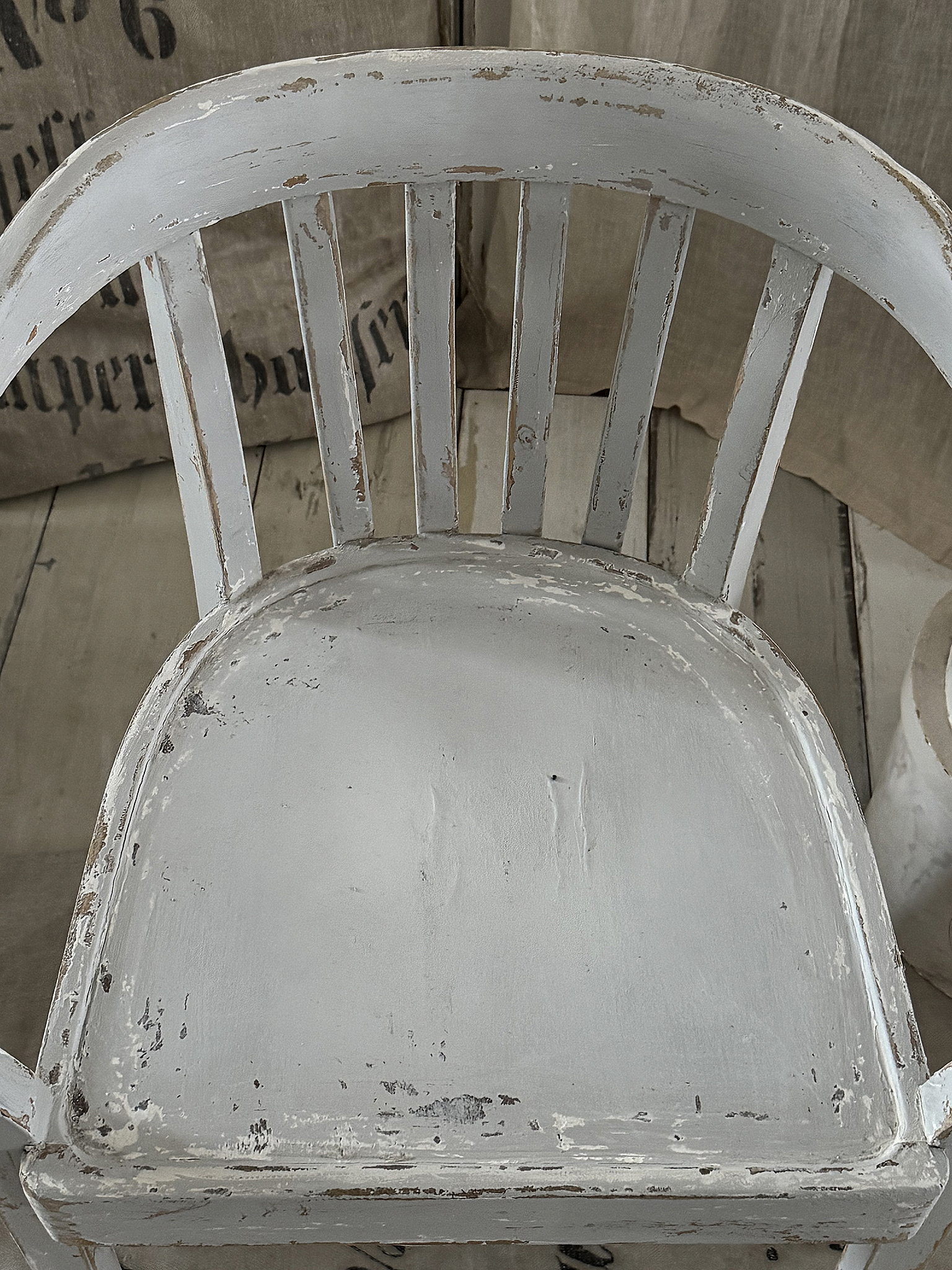 Alter Armlehnenstuhl Bauhaus Vintage/Creme-grau***