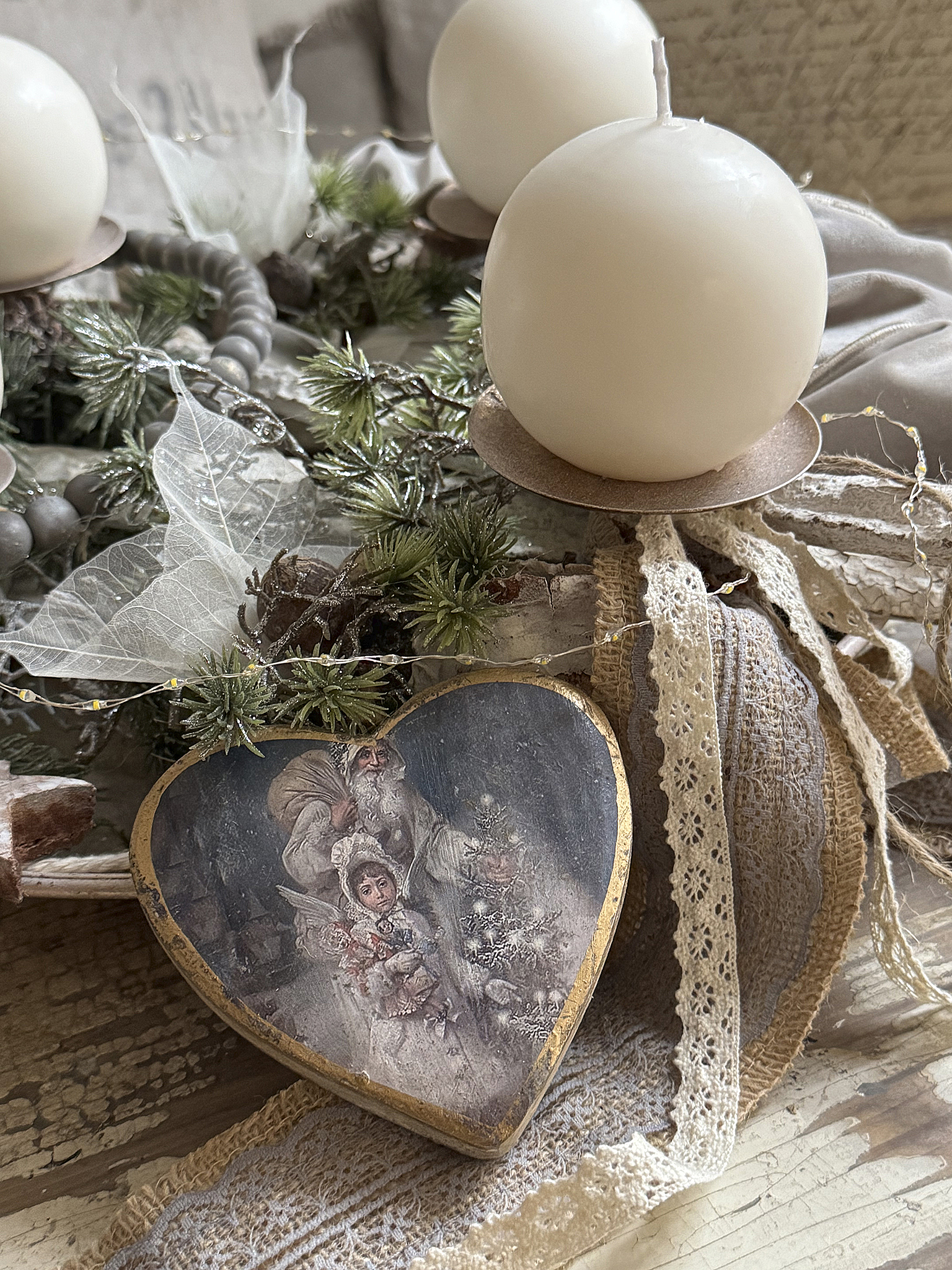 Großer Adventkranz mit Schalenteller ein festliches Unikat***
