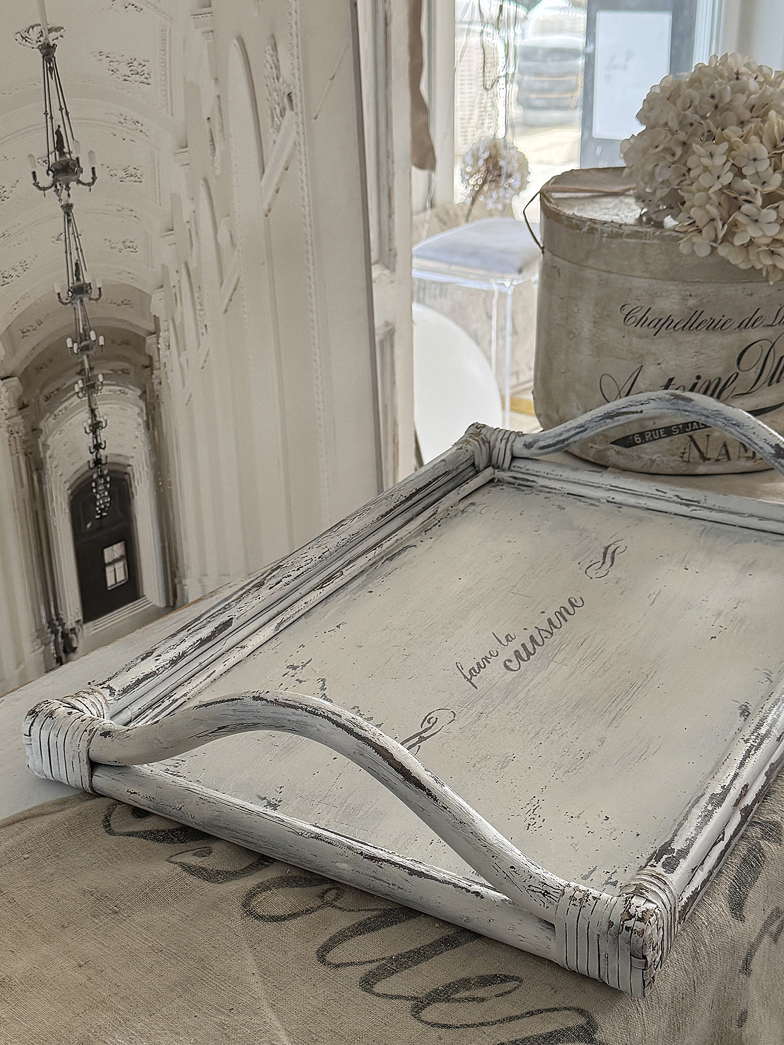  Altes Holztablett „La Cuisine“ im Shabby-Chic***