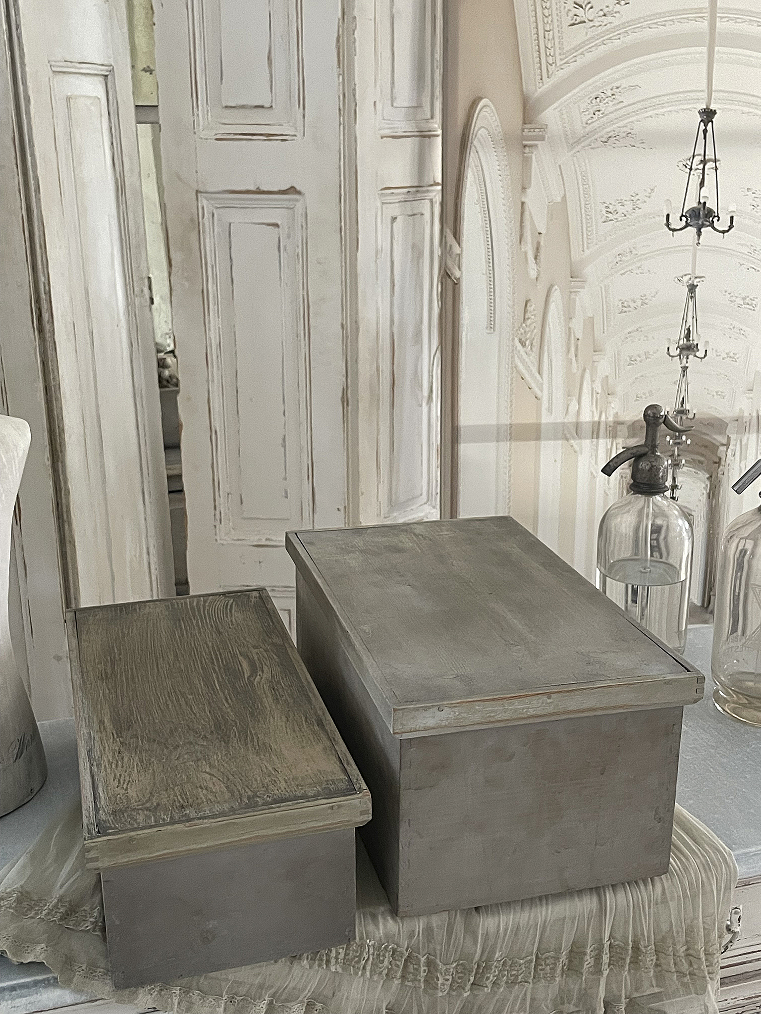 Duo alte Holz Apothekerkisten mit Deckel im Original Lack*** Duo alte Holz Apothekerkisten mit Deckel im Original Lack***