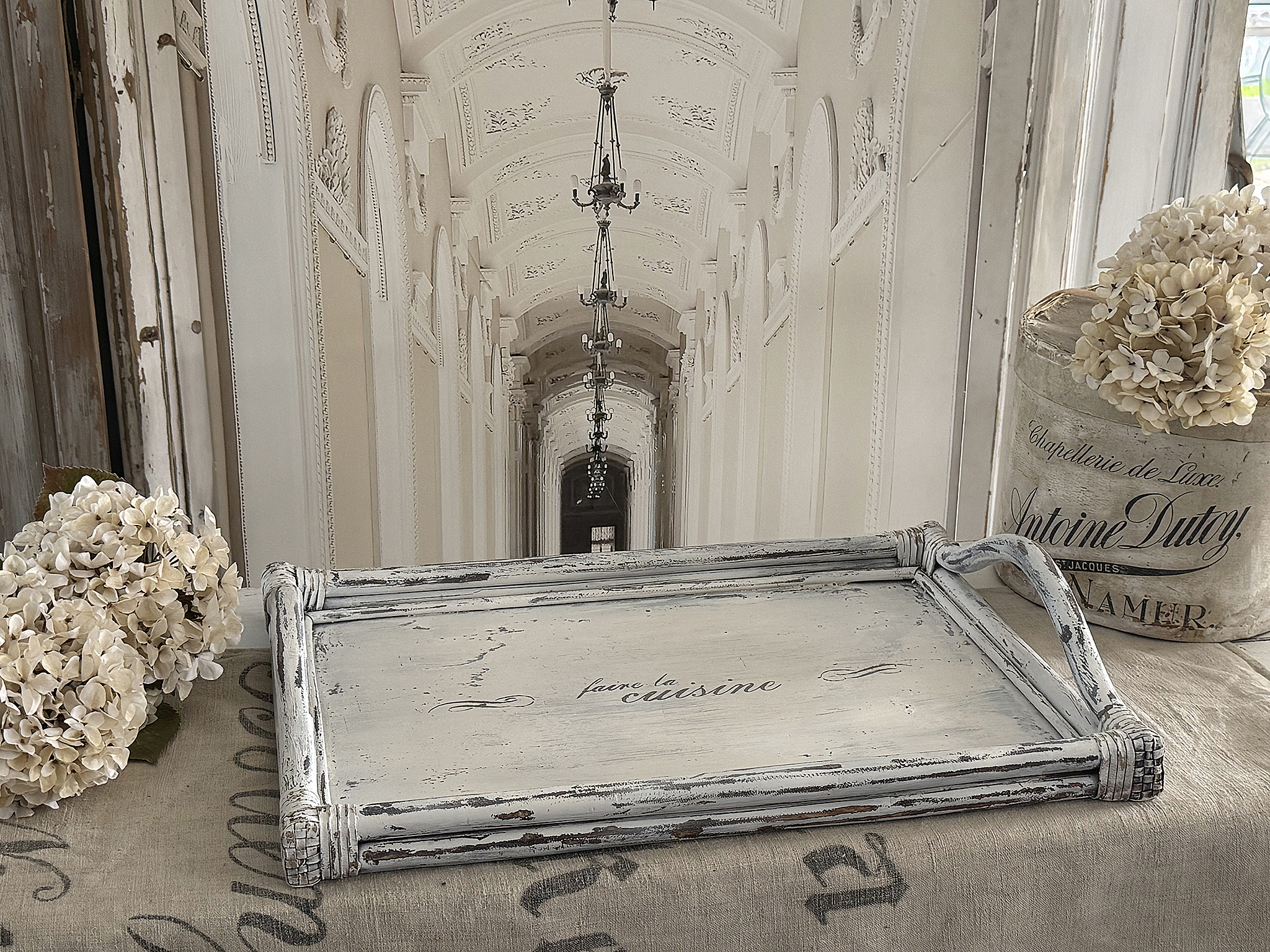  Altes Holztablett „La Cuisine“ im Shabby-Chic***